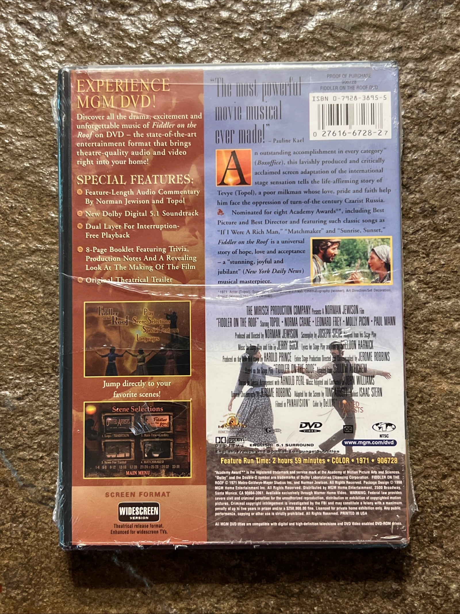 Fiddler On The Roof ( DVD 1971 ) Musical / Family [G] NOS New Sealed Movie