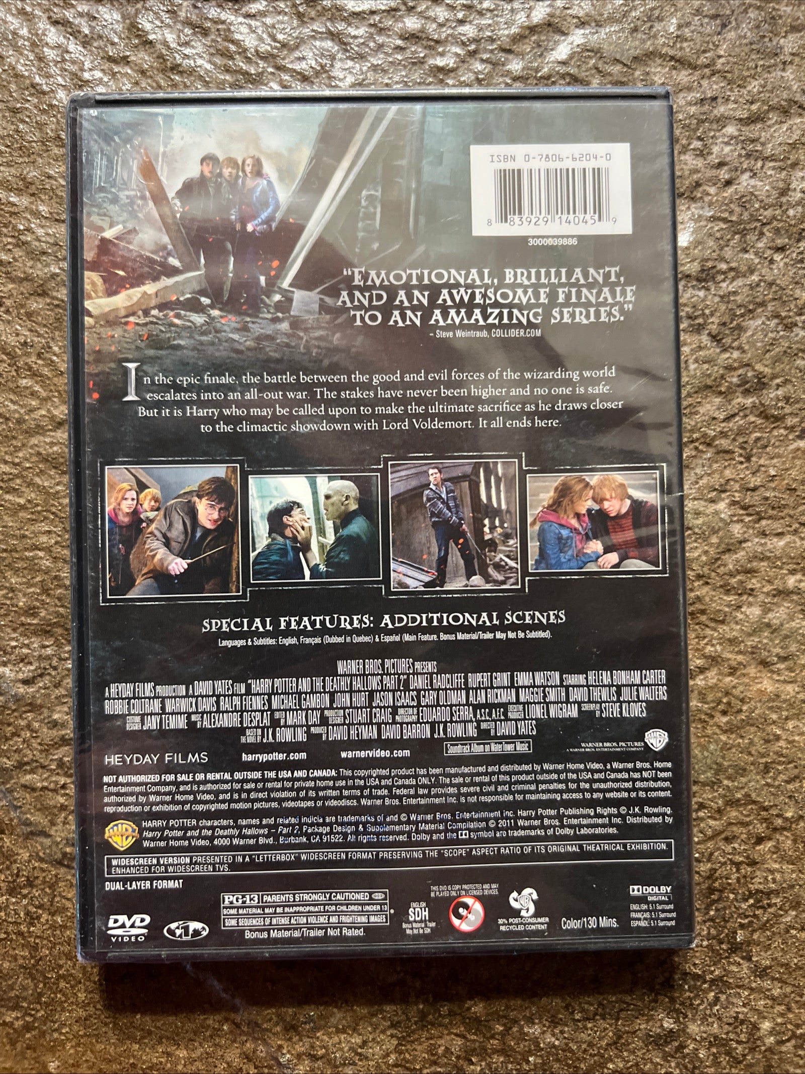 Harry Potter & The Deathly Hallows Part 2 ( DVD 2011 ) Fantasy / Adventure. [PG-13] NOS New Sealed Movie