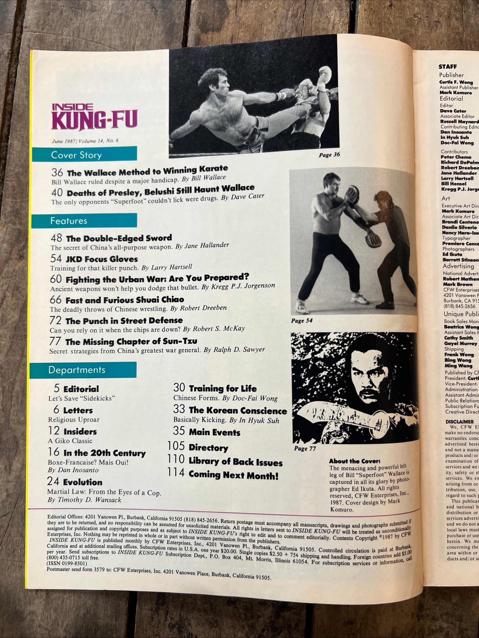 Inside Kung-Fu Magazine - June 1987 - SUPERFOOT Bill Wallace Cover