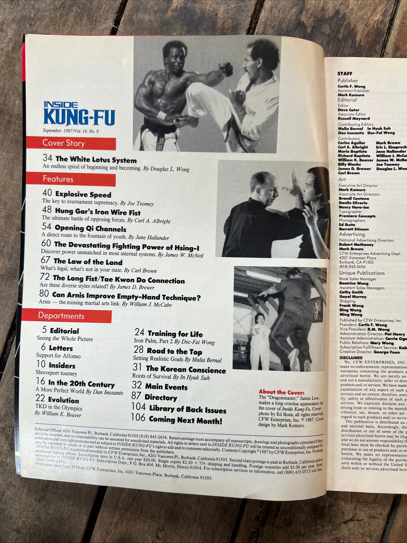 Inside Kung-Fu Magazine - September 1987 - The DragonMaster James Lew Cover