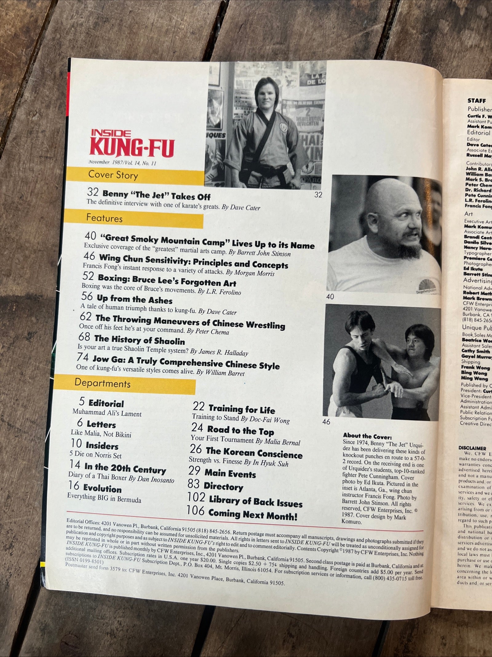 Inside Kung-Fu Magazine - November 1987 - Benny “The Jet” Urquidez Cover