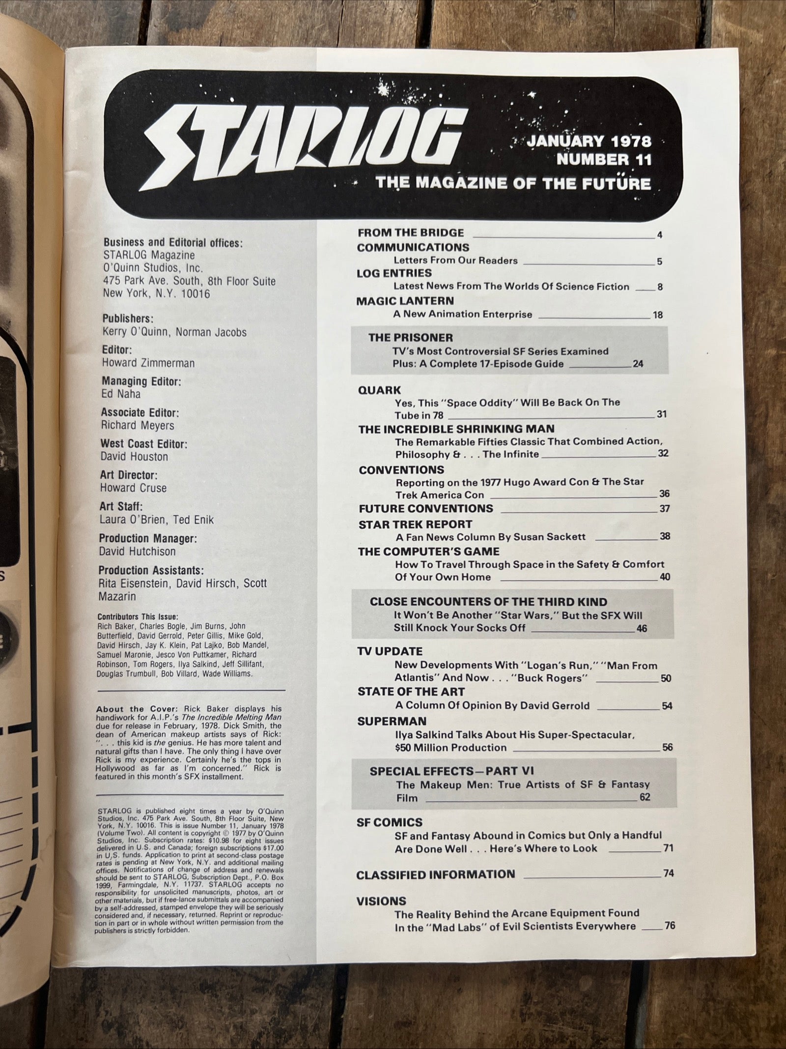 STARLOG Magazine - January 1978 - The Superman Movie Feature & KISS Rear Cover