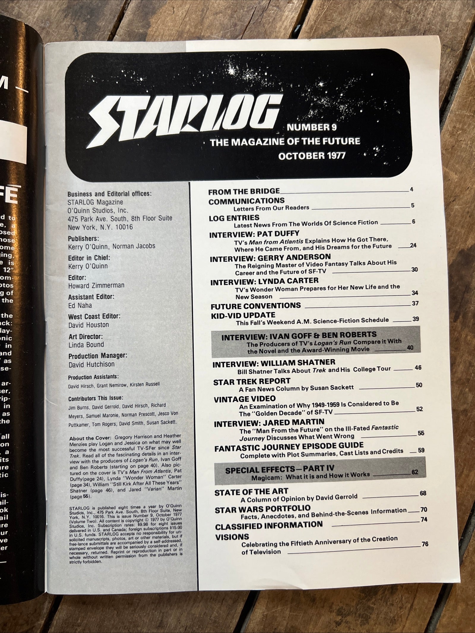 STARLOG Magazine - October 1977 - Logan’s Run - Lynda Carter & William Shatner Cover