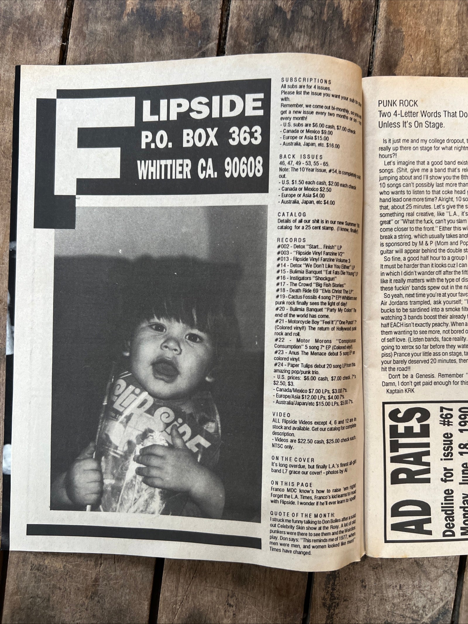 FLIPSIDE Magazine Punk Rock Fanzine - May / June 1990 - L7 Rock Band Cover