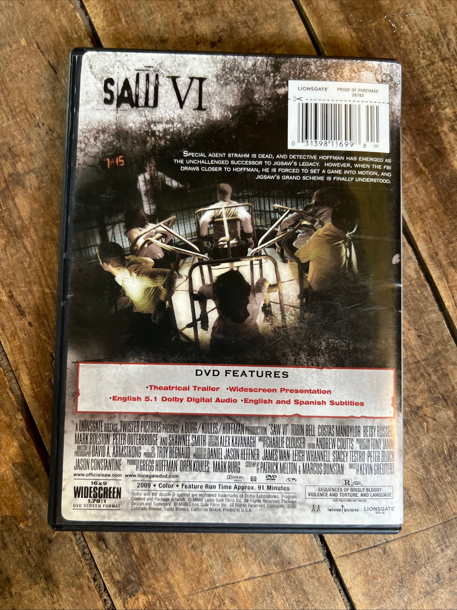 Saw VI ( DVD 2009 ) Mystery / Horror [R] Widescreen Version