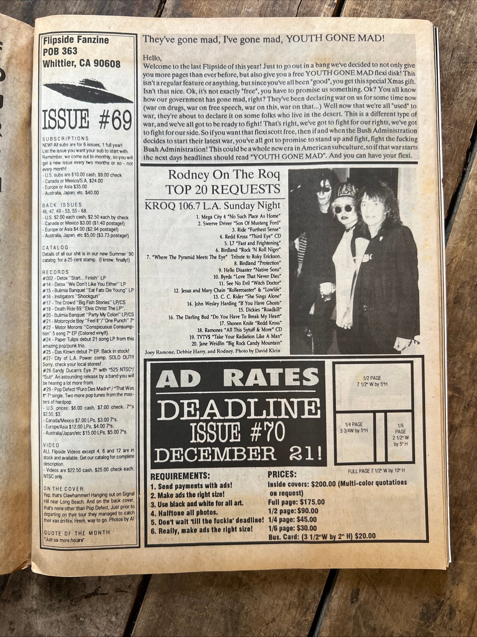 FLIPSIDE Magazine Punk Rock Fanzine - November / December 1990 - CLAWHAMMER !