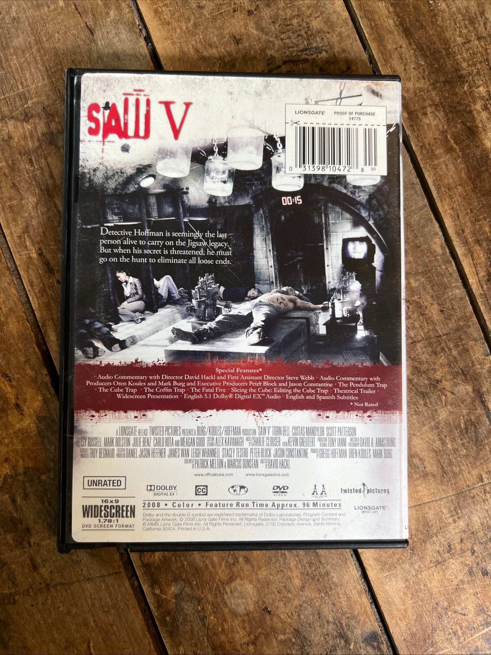 Saw V ( DVD 2008 ) Action / Horror [R] UNRATED Director’s Cut