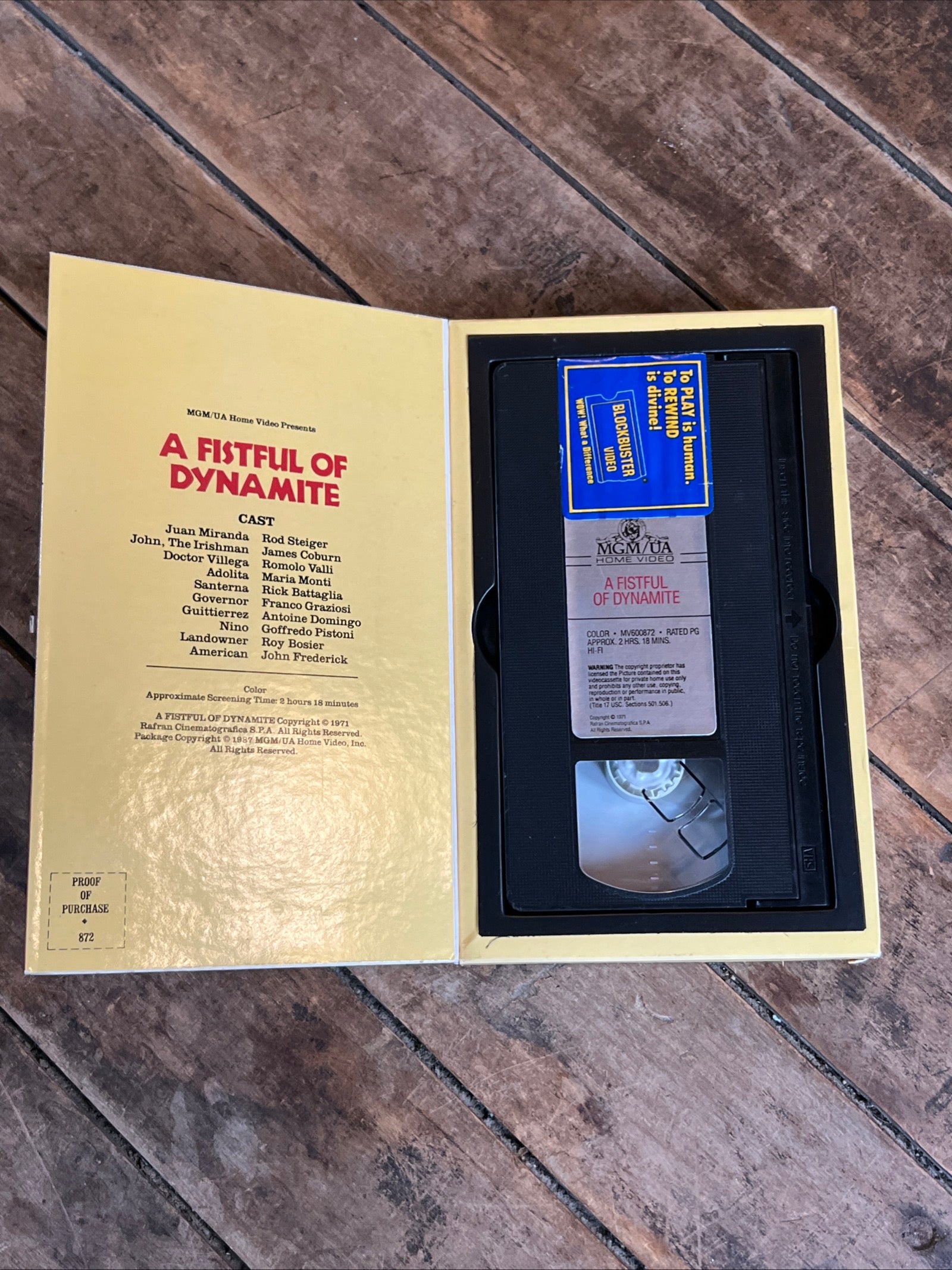 A Fistful Of Dynamite ( BIG BOX VHS 1971 ) Western / War ( Duck, You Sucker!)