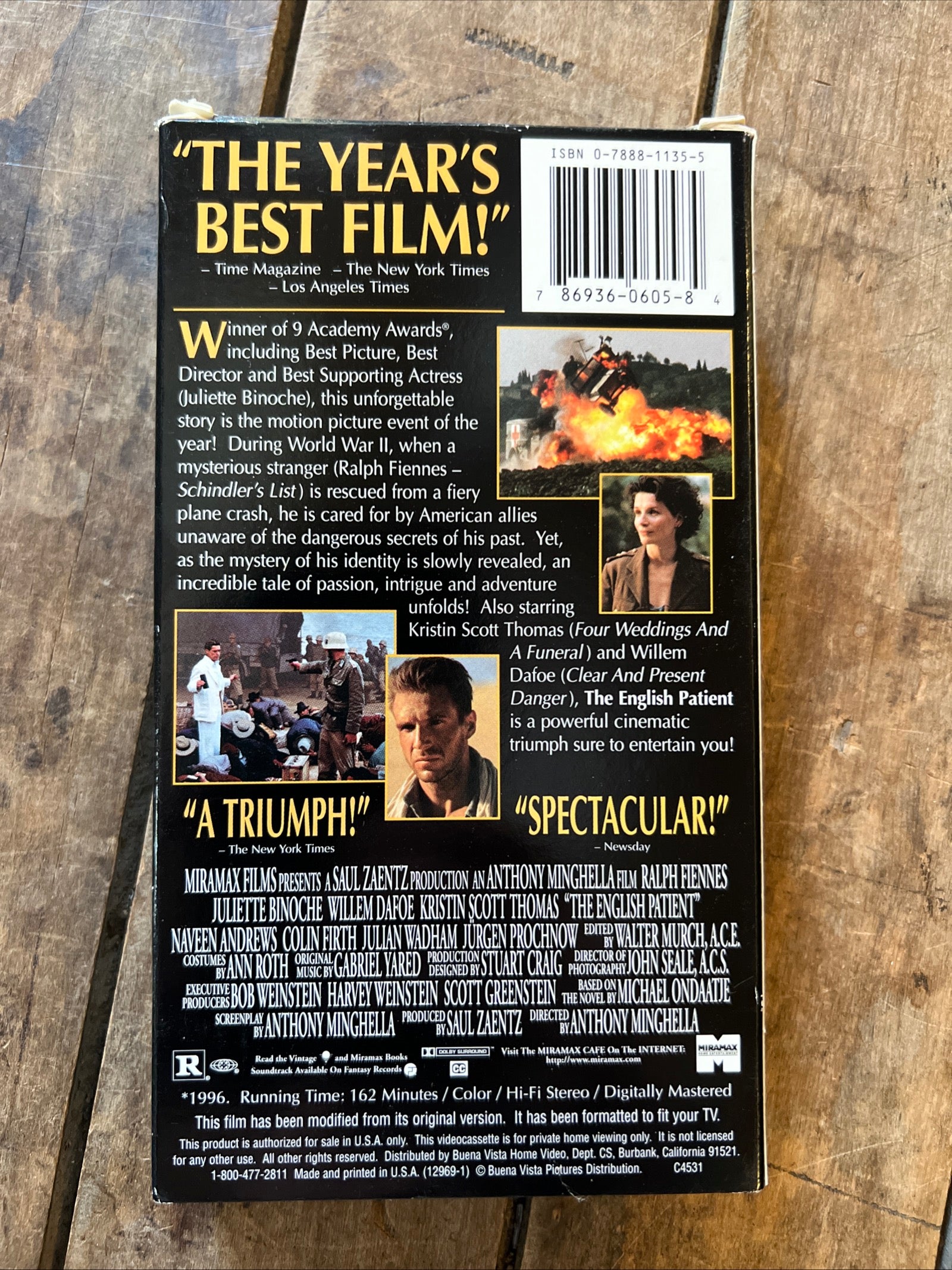 The English Patient ( VHS 1996 ) Starring - Ralph Fiennes & Juliette Binoche