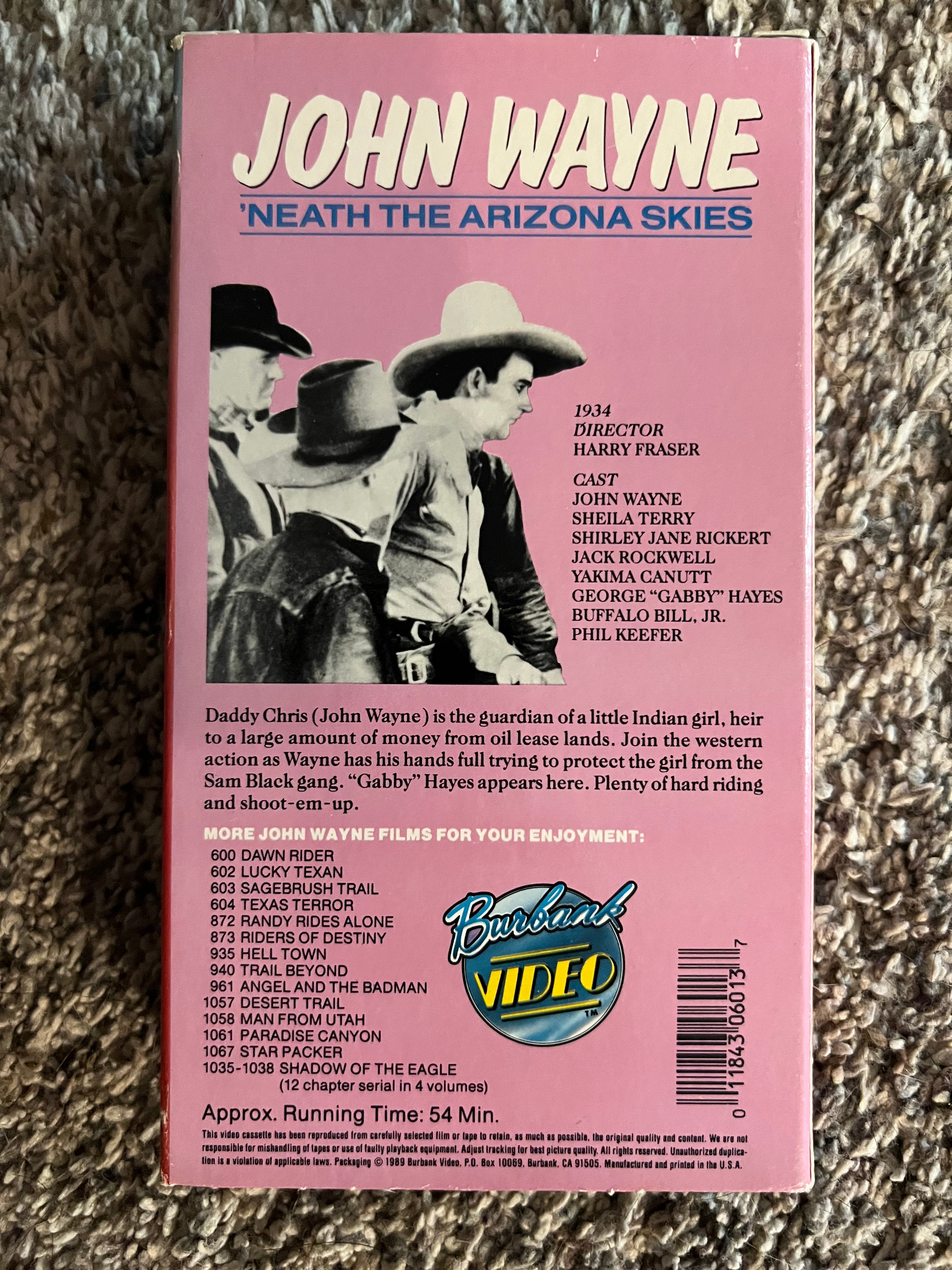 Neath The Arizona Skies ( VHS 1934 ) Western / Drama - Starring John Wayne