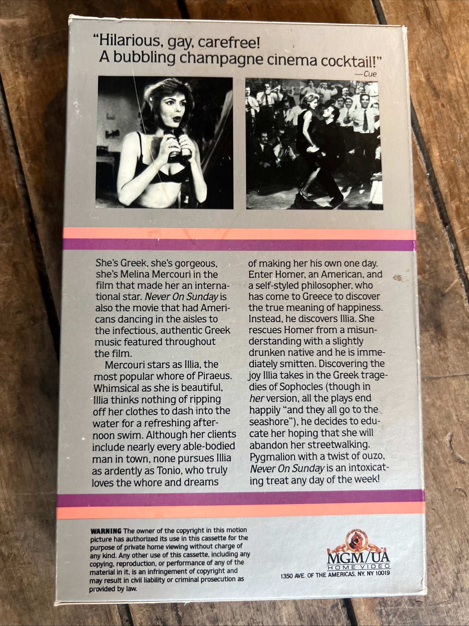 Never On Sunday ( BIG BOX VHS 1960 ) Comedy / Romance [NR] Melina Mercouri