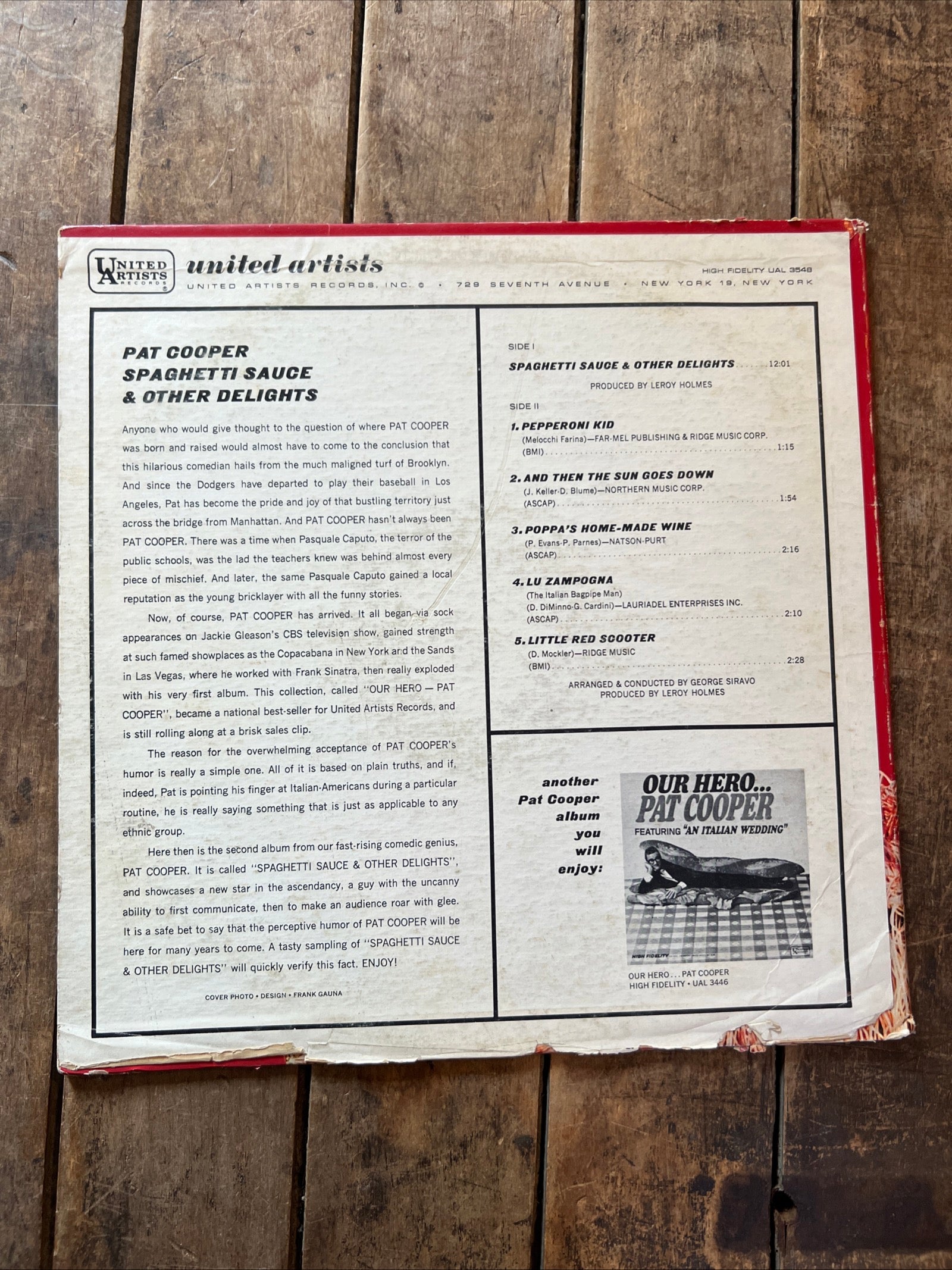 Pat Cooper - Spaghetti Sauce & Other Delights - 1966 United Artists Records - Vinyl LP Record