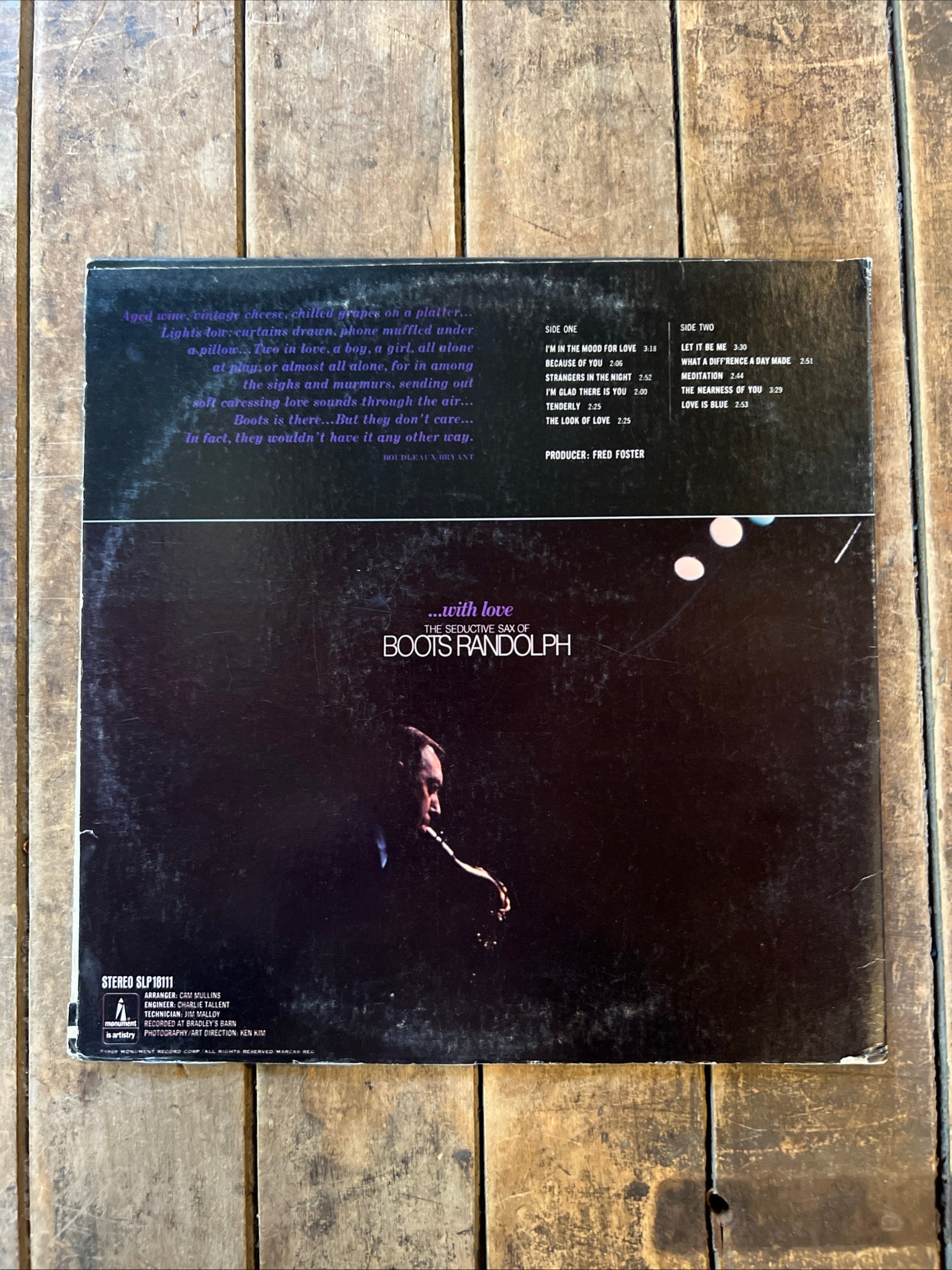 With Love The Seductive Sax Of BOOTS RANDOLPH - 1967 Monument Records