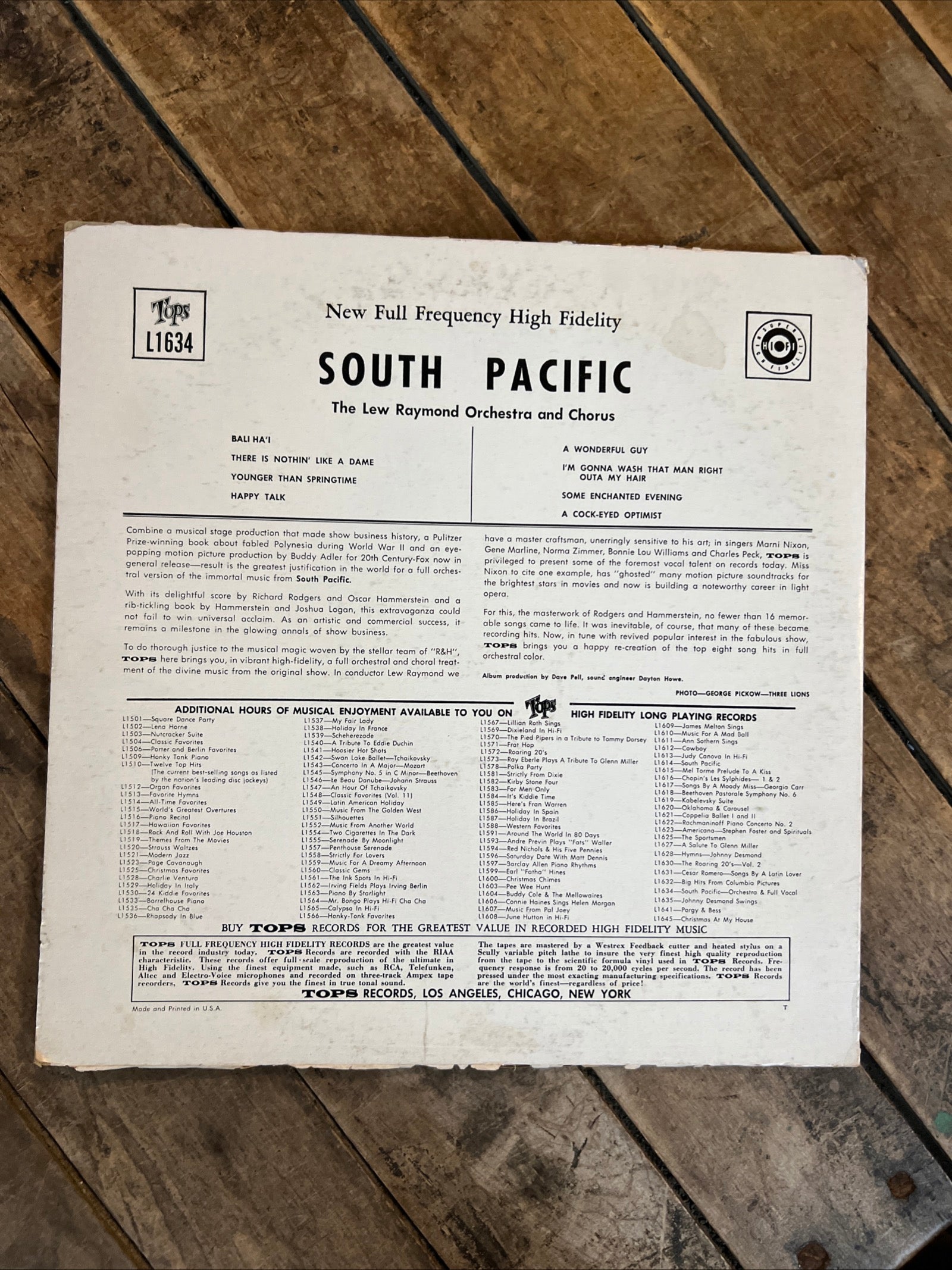 The Lew Raymond Orchestra & Chorus - Rodger’s & Hammerstein’s South Pacific - 1958 Tops Records
