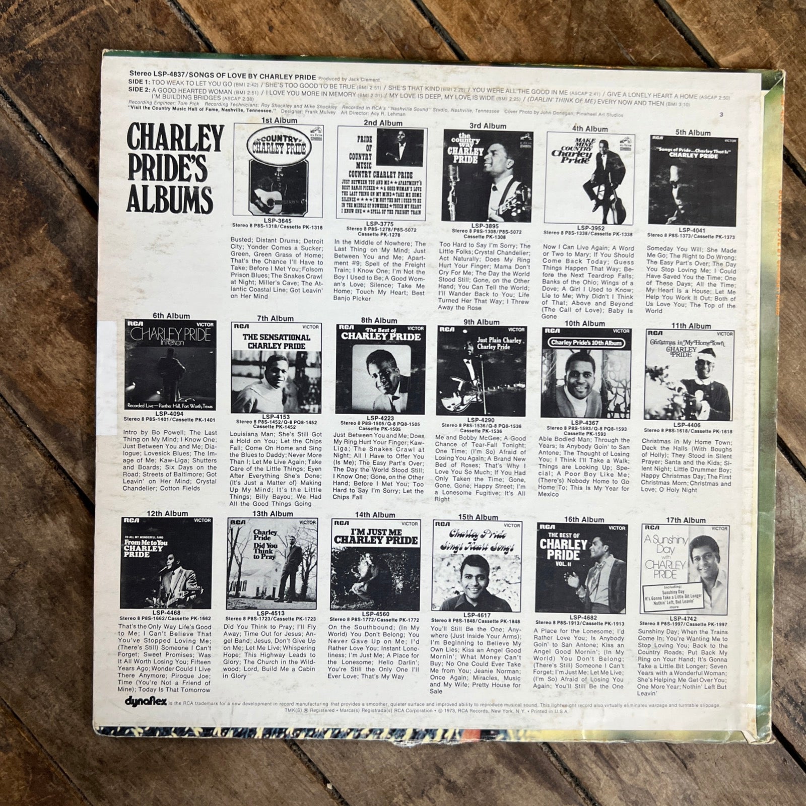 Songs Of Love By Charlie Pride - 1973 RCA Victor Records - LP Vinyl Record