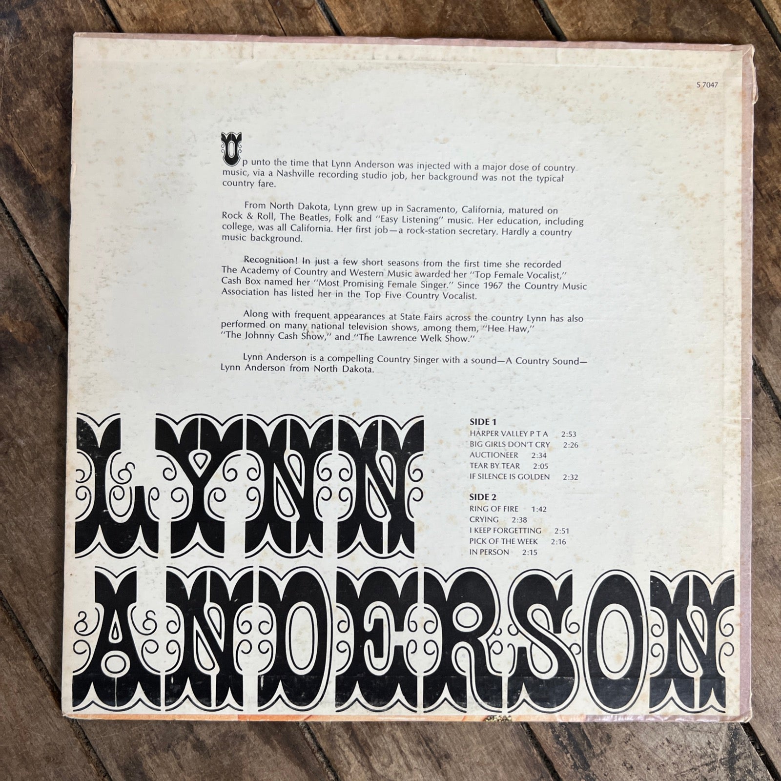 Lynn Anderson - 1970 Mountain Dew Records - LP Vinyl Record