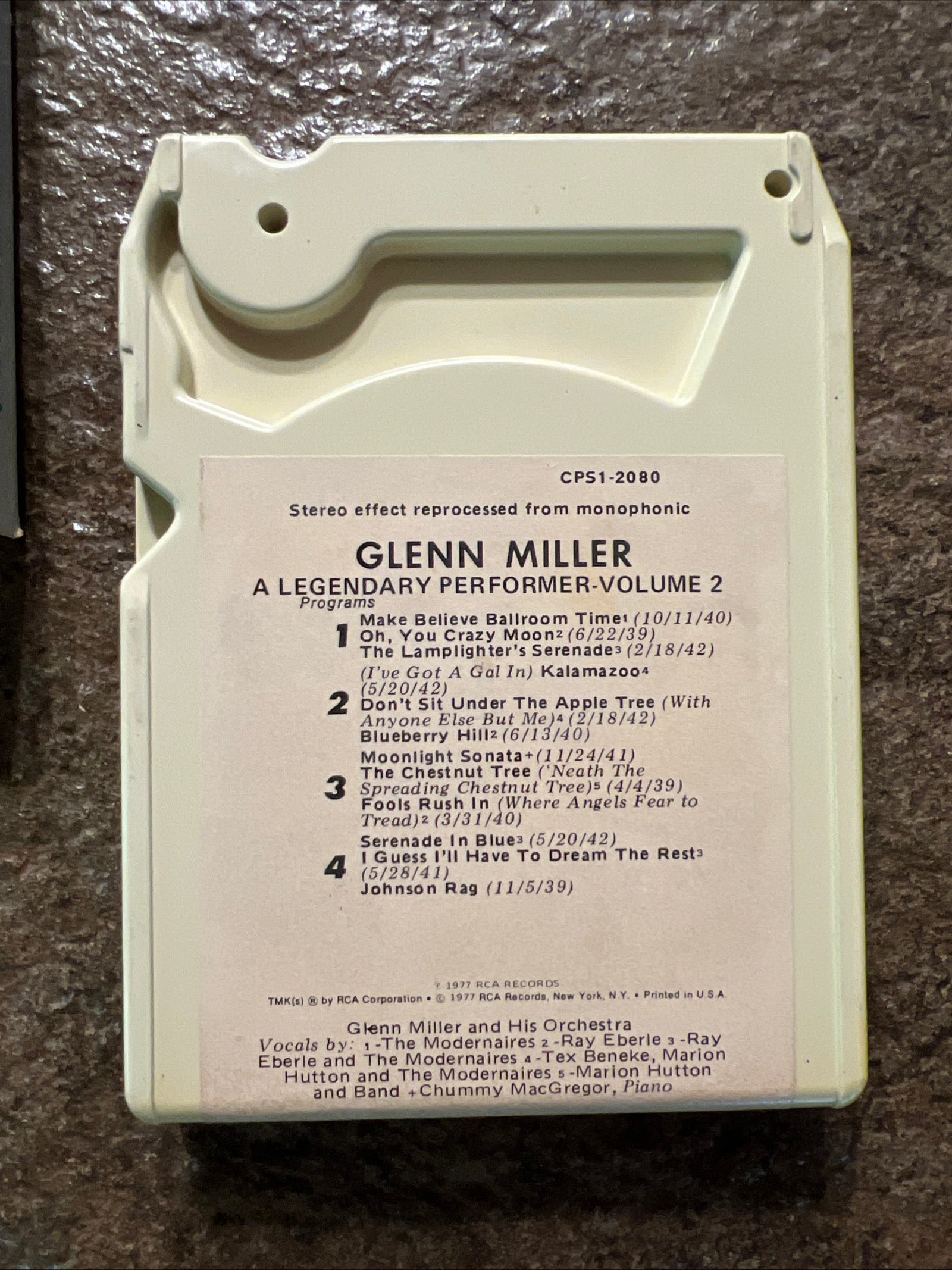 Glenn Miller A Legendary Performer Volume 2 - 1974 RCA Records - 8 Track Tape