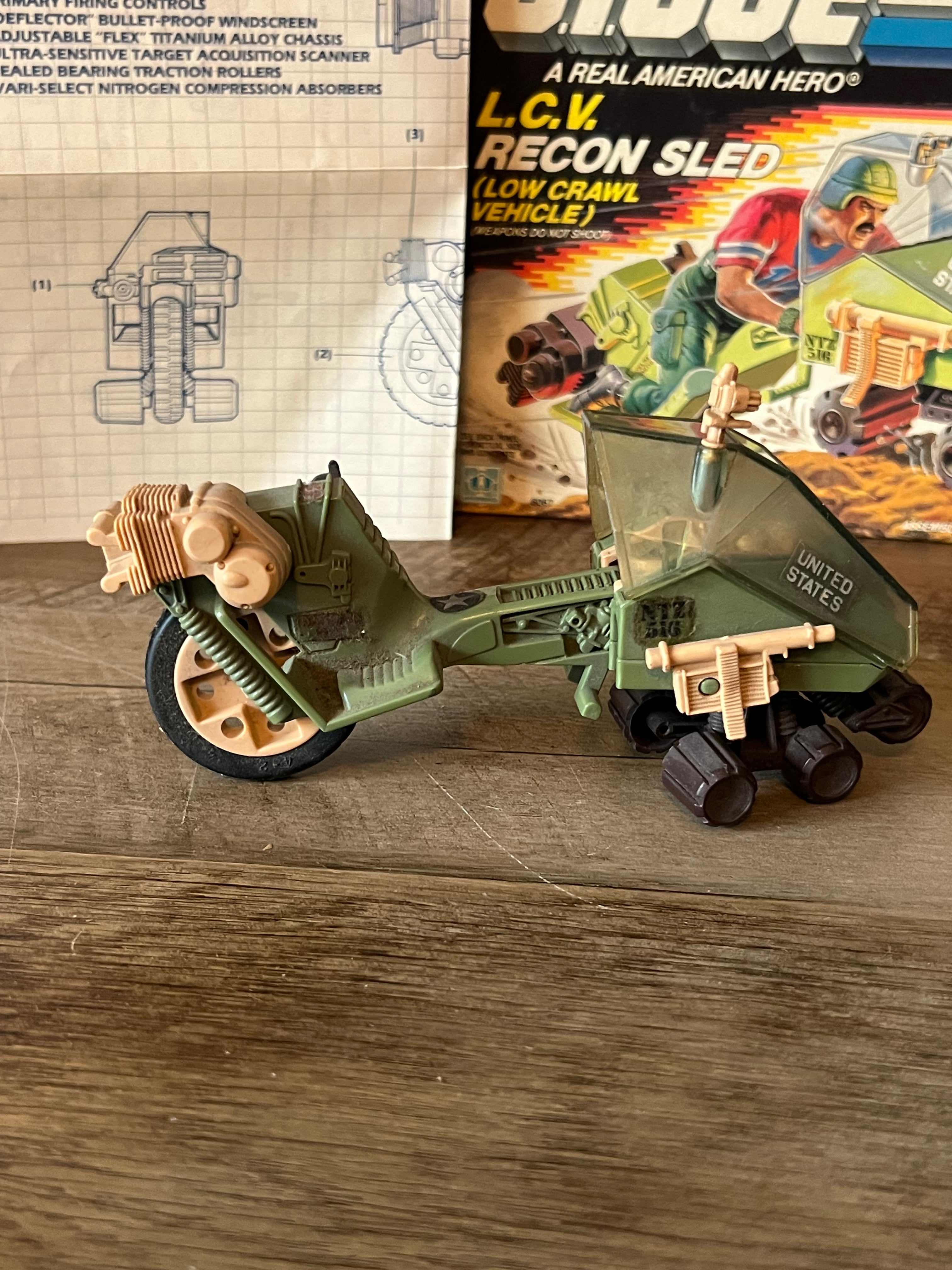 1986 Hasbro GI JOE- LCV : Recon Sled - Original Box & Vehicle and Blueprints