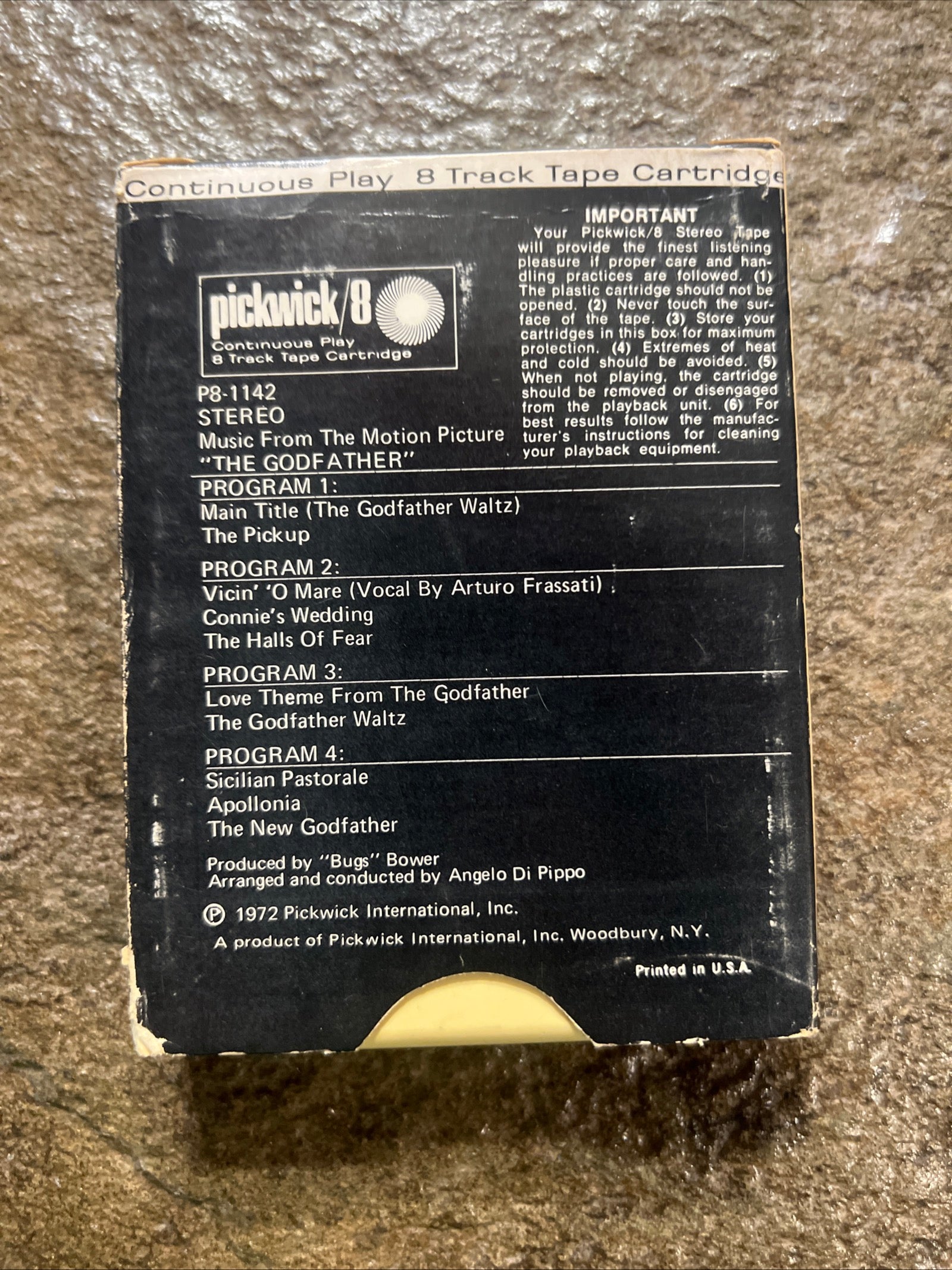 The Godfather ( Original Soundtrack) - 1972 Pickwick Records - 8 Track Tape