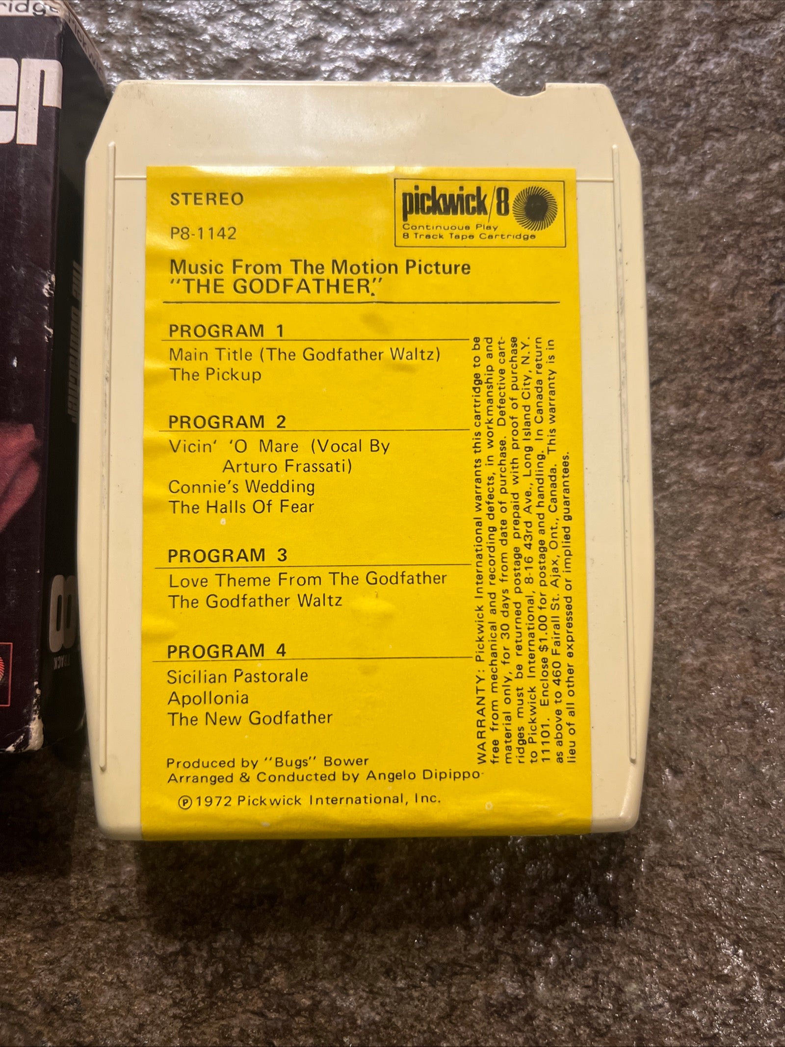 The Godfather ( Original Soundtrack) - 1972 Pickwick Records - 8 Track Tape
