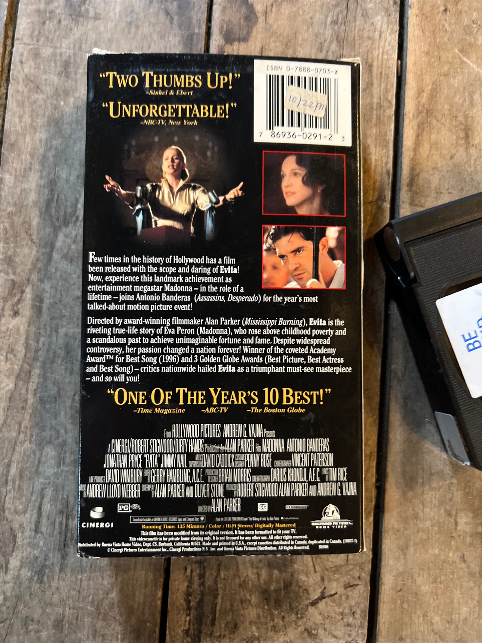 EVITA ( VHS 1996 ) Musical / Drama [PG]