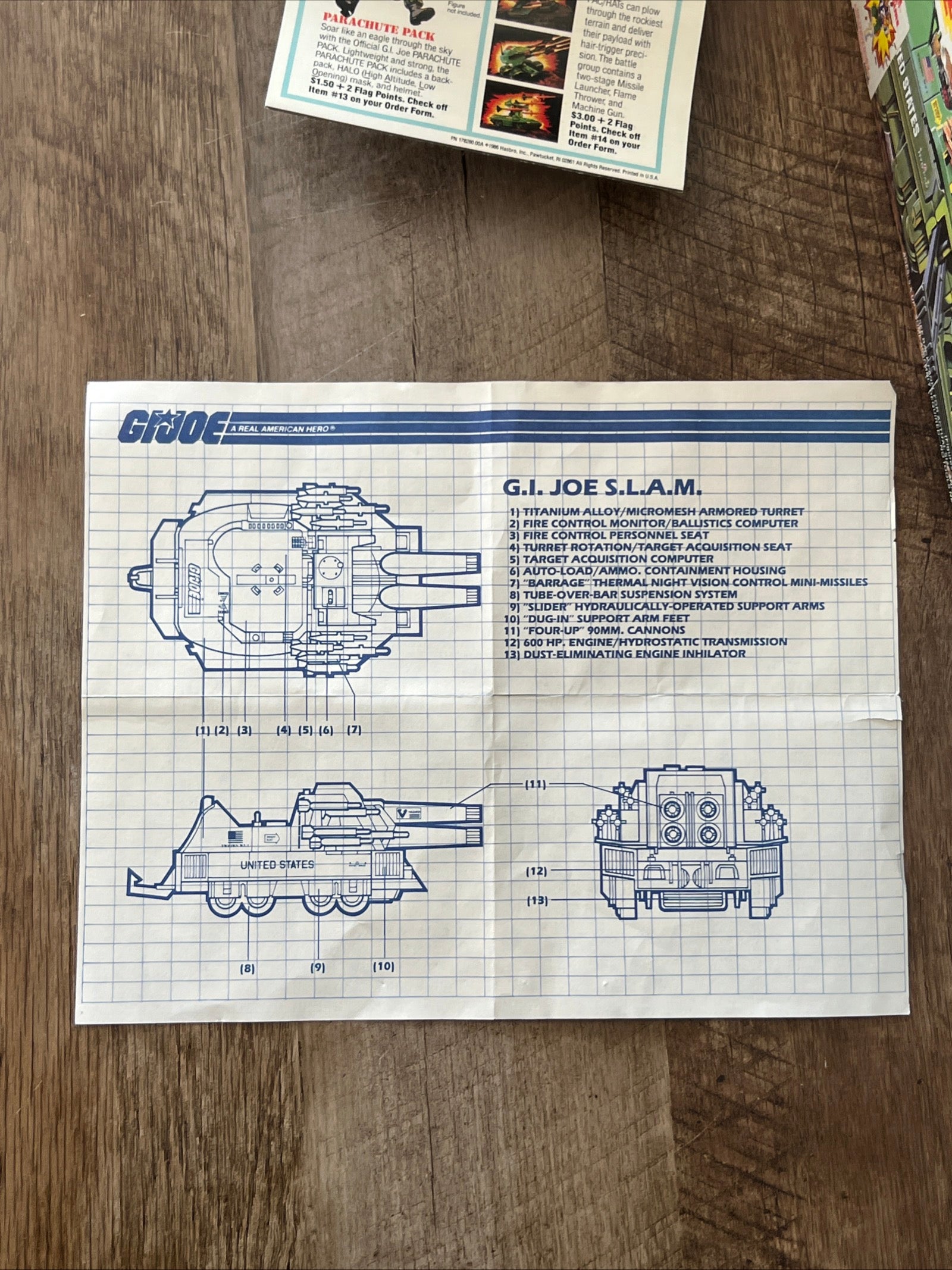 1987 Hasbro GI JOE - S.L.A.M - Original Box & Blueprints
