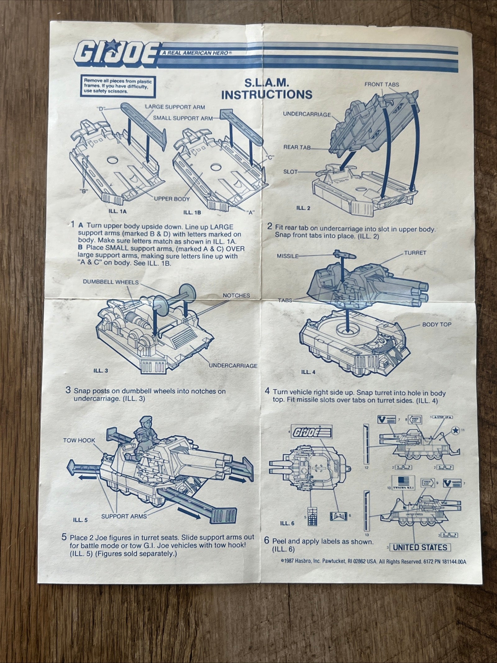 1987 Hasbro GI JOE - S.L.A.M - Original Box & Blueprints
