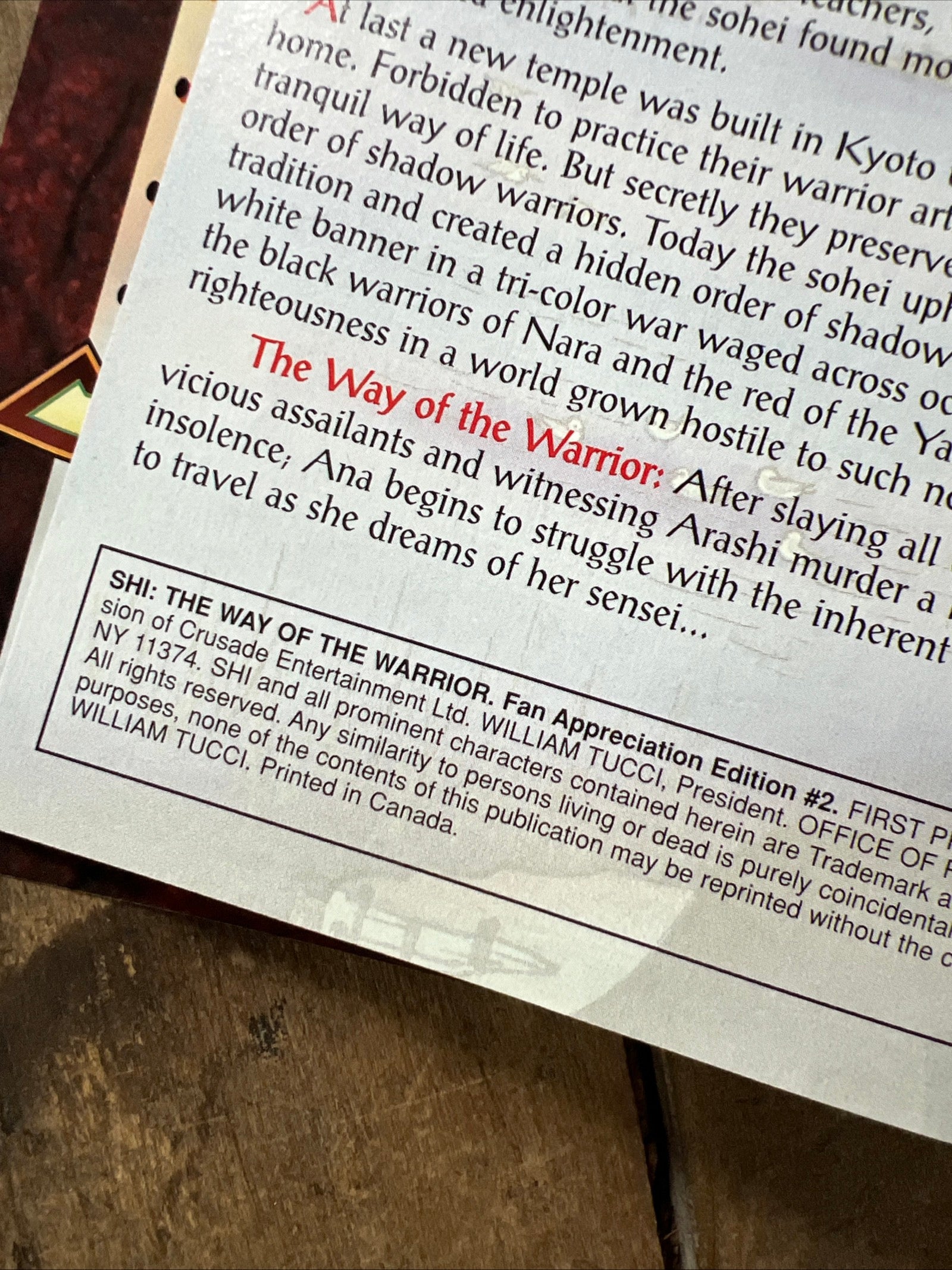 SHI: The Way of The Warrior - Fan Appreciation Edition #2 (1994 ) Crusade Comics