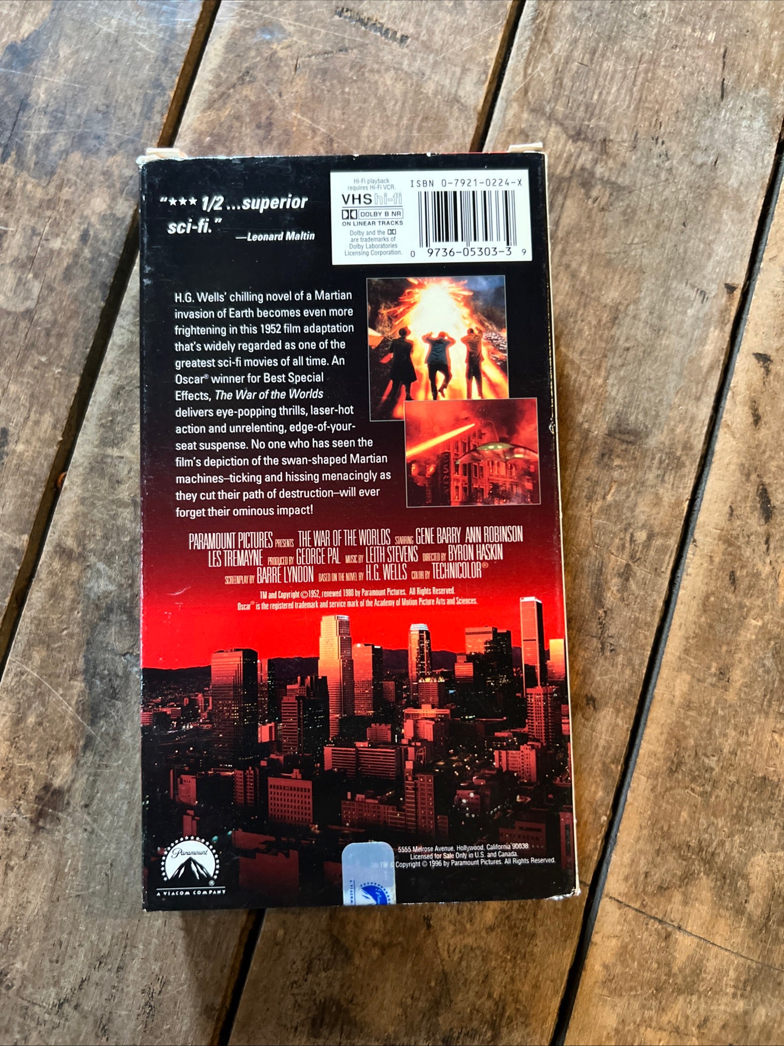 The War Of The Worlds ( VHS 1953 ) SCI-Fi / Thriller [G] Starring Gene Barry