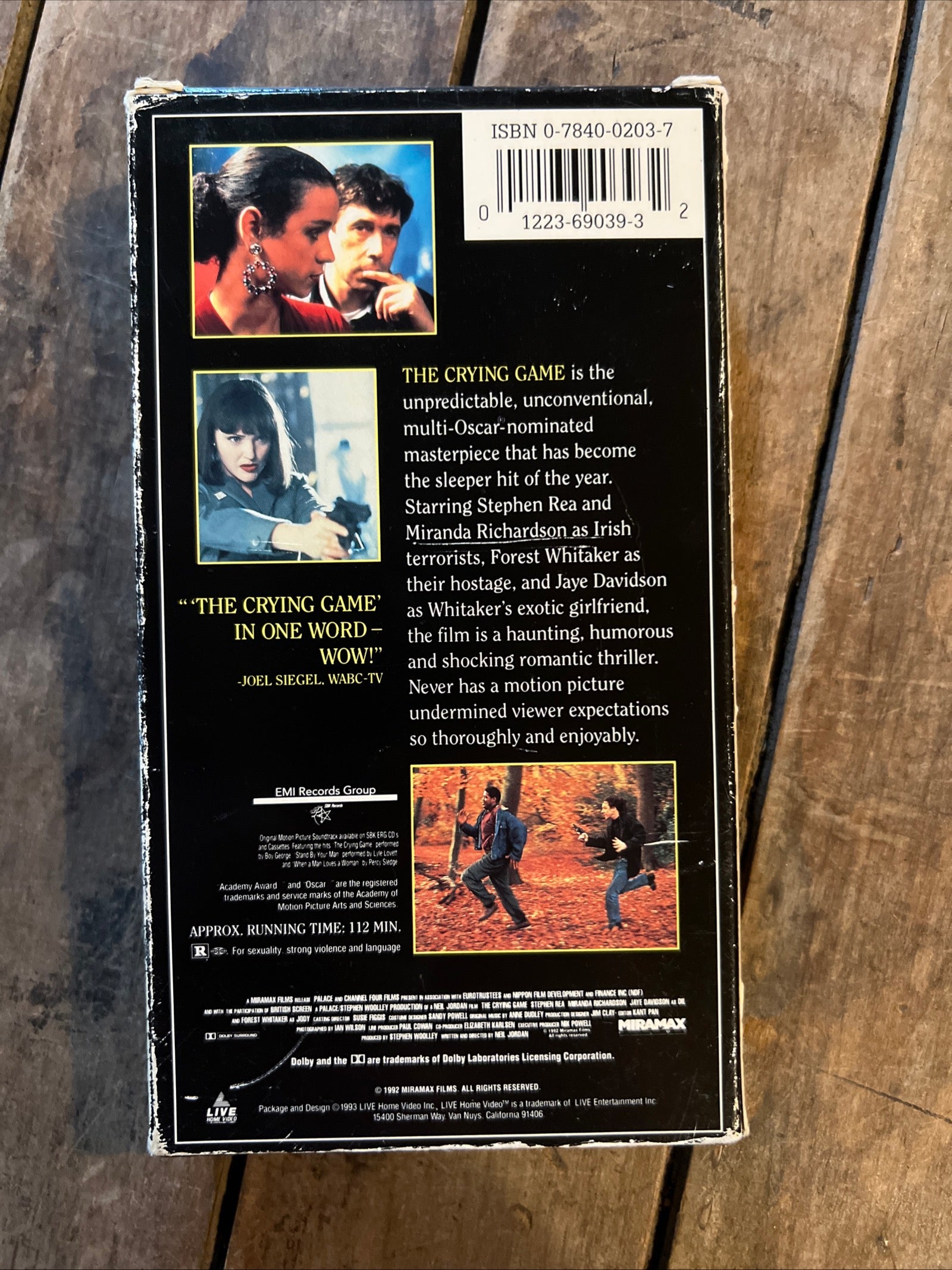The Crying Game ( VHS 1992 ) Thriller / Romance[R] Starring Forest Whitaker