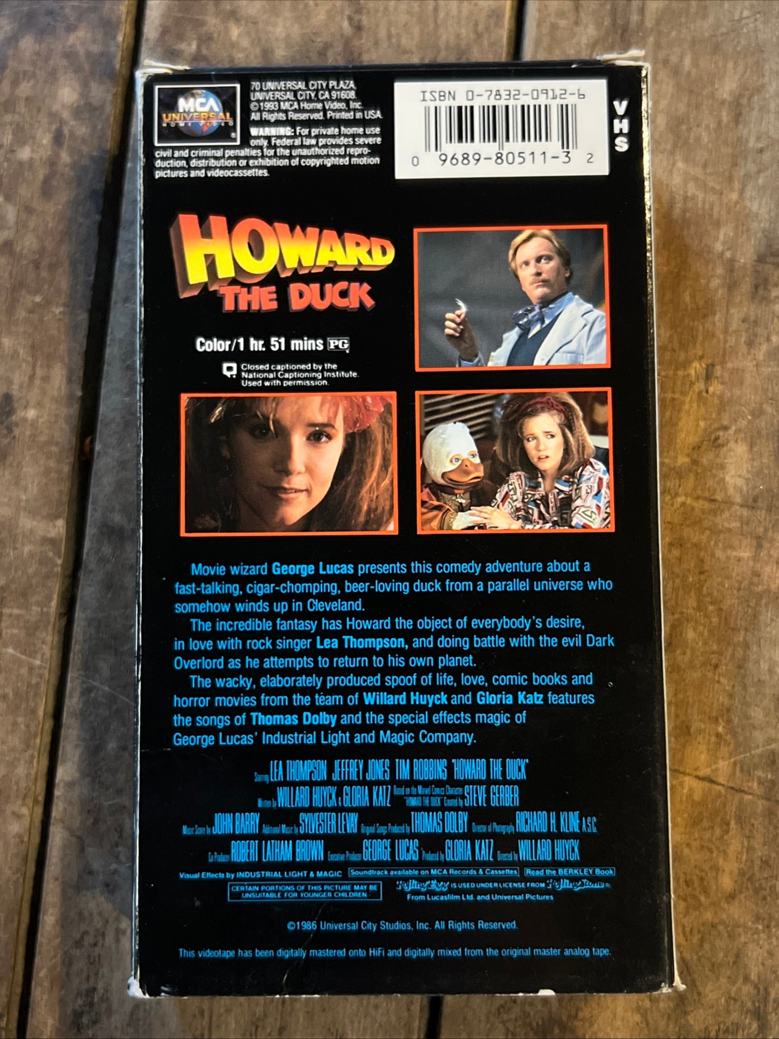 Howard The Duck ( VHS 1986 ) Comedy/ SCI-Fi [PG] Tim Robbins & Lea Thompson