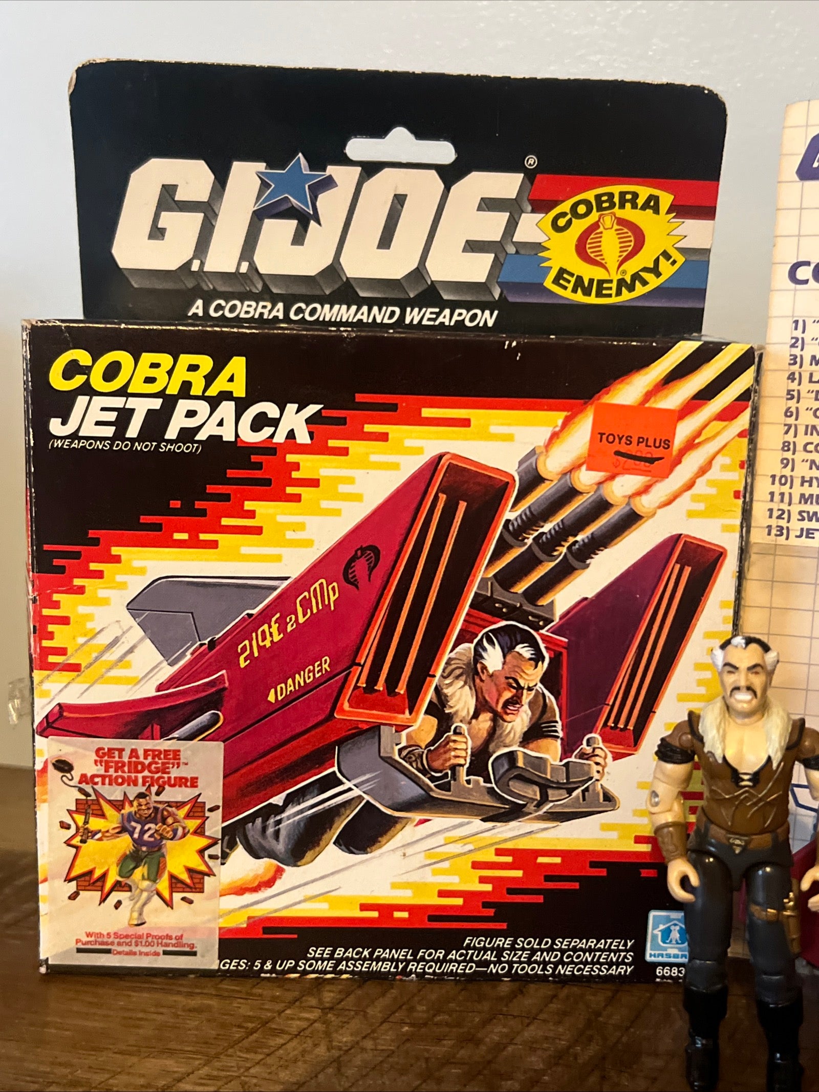 1987 Hasbro GI JOE- Cobra Jet Pack & Crystal Ball Action Figure - Original Box & Blueprints
