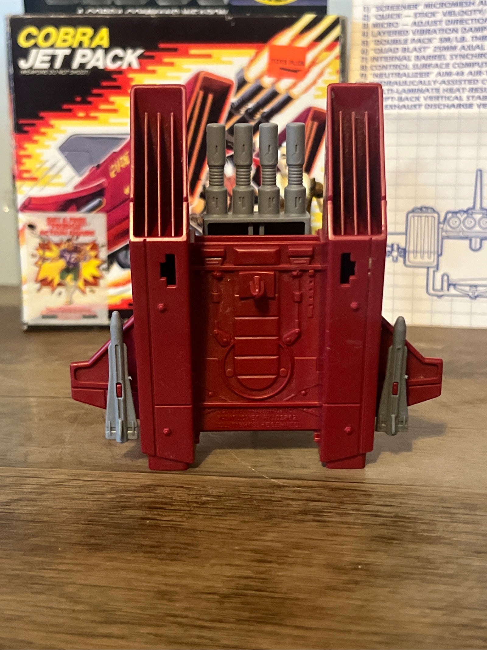 1987 Hasbro GI JOE- Cobra Jet Pack & Crystal Ball Action Figure - Original Box & Blueprints