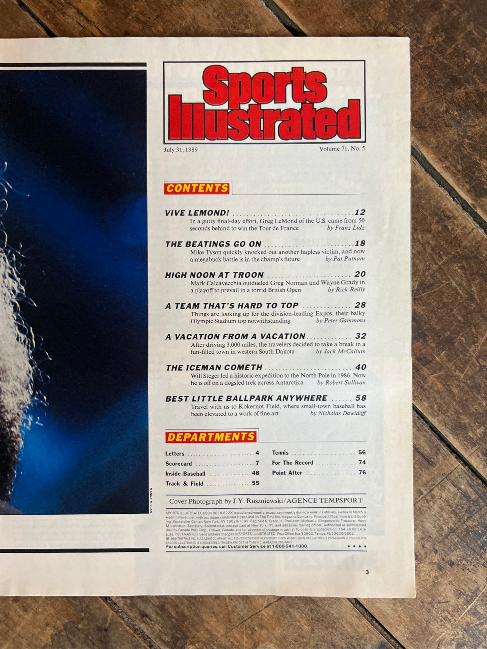 Sports Illustrated Magazine - July 31, 1989 ( Volume 71, No.5 ) - TOUR DE FORCE Greg LeMond