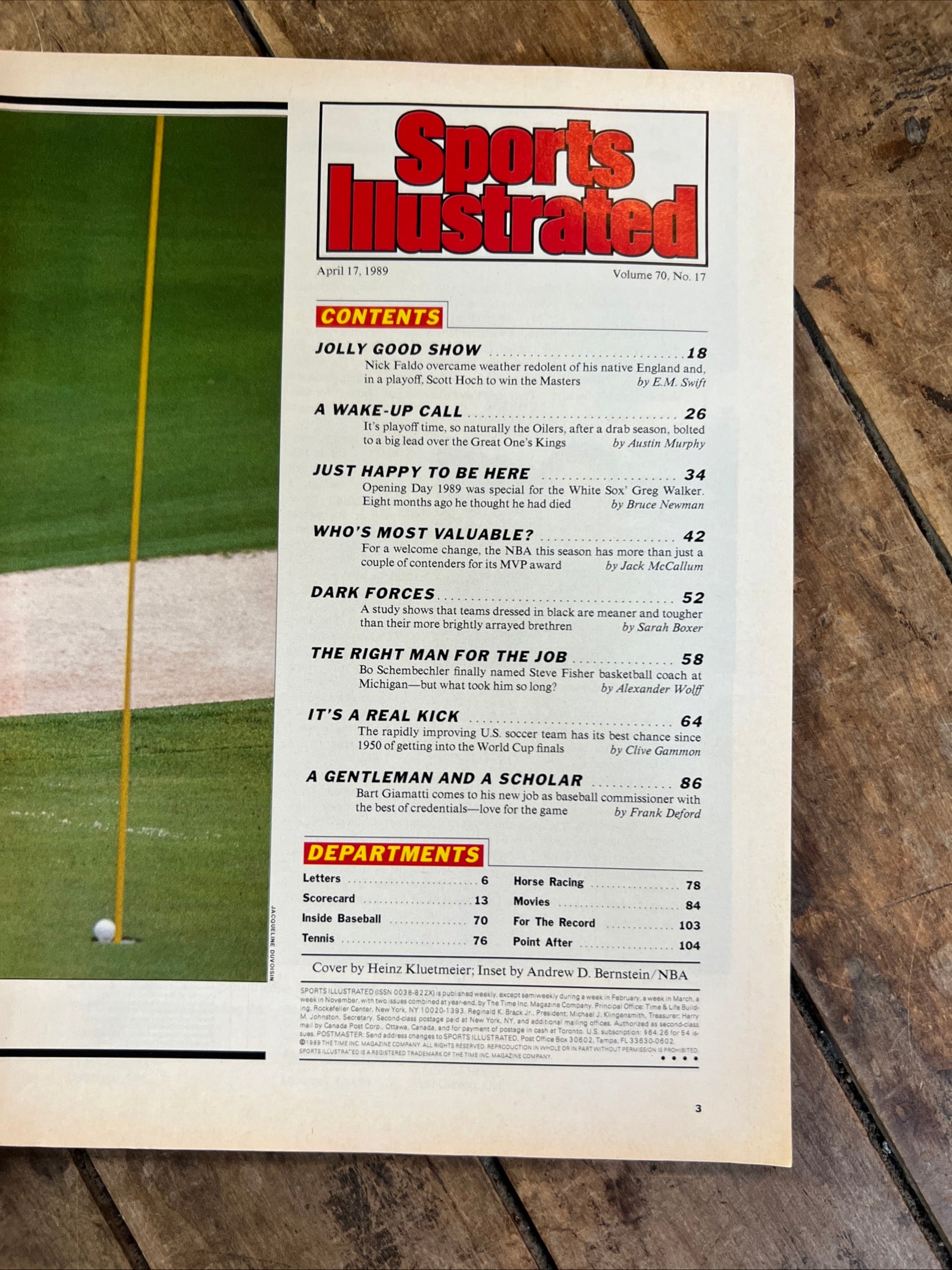 Sports Illustrated Magazine - April 17, 1989 - Nick Faldo PGA Masters Winner & Magic Johnson NBA MVP Cover