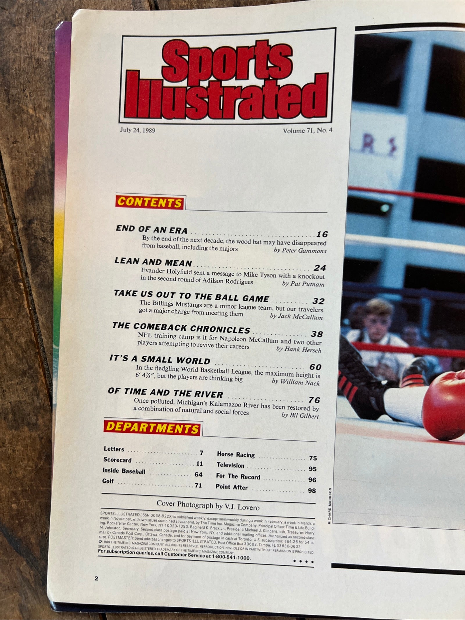 Sports Illustrated Magazine - July 1989 - MLB … Are Wood Bats Doomed ????