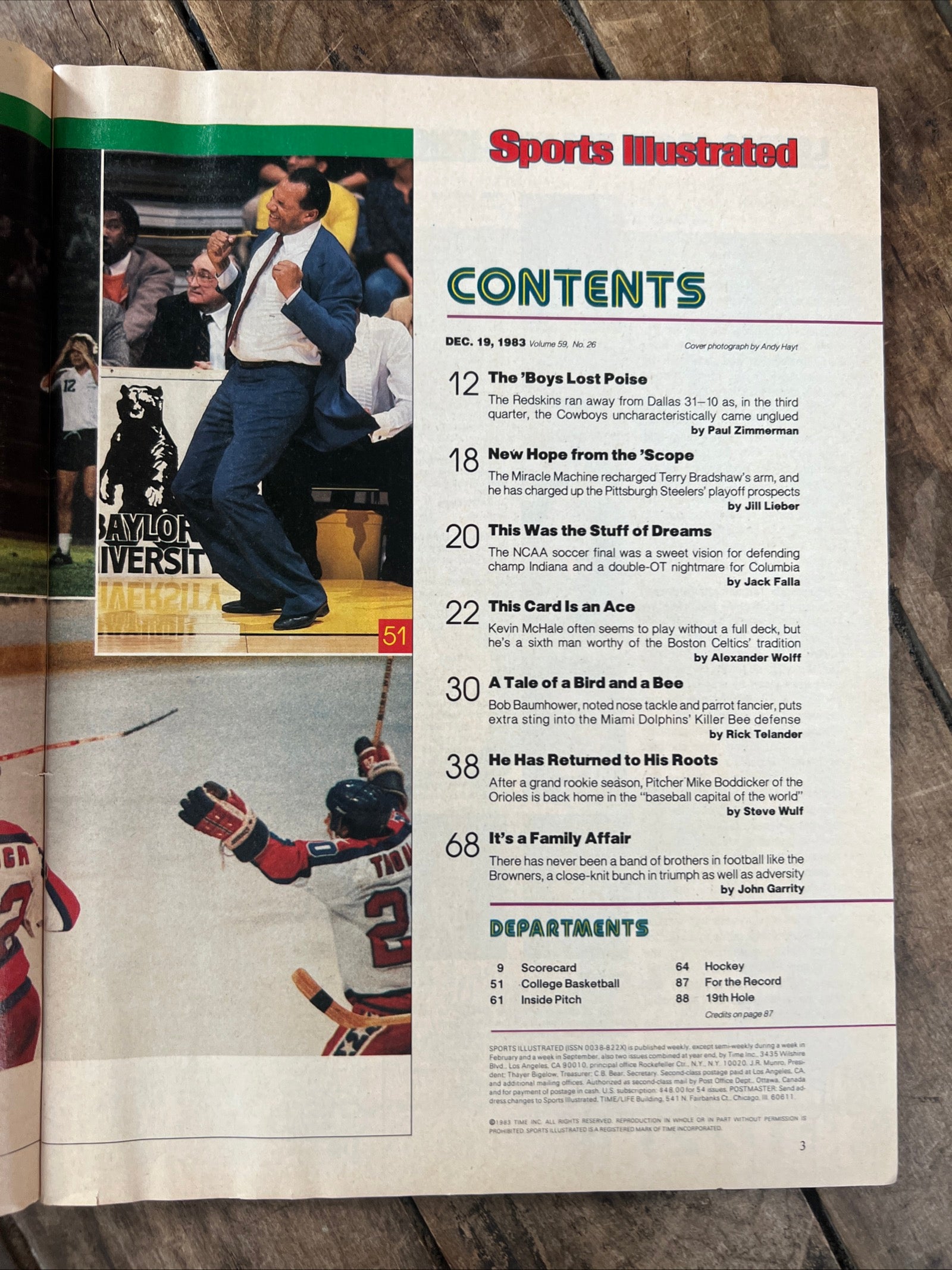 Sports Illustrated Magazine - December 1983 - NFL Redskins - John Riggins