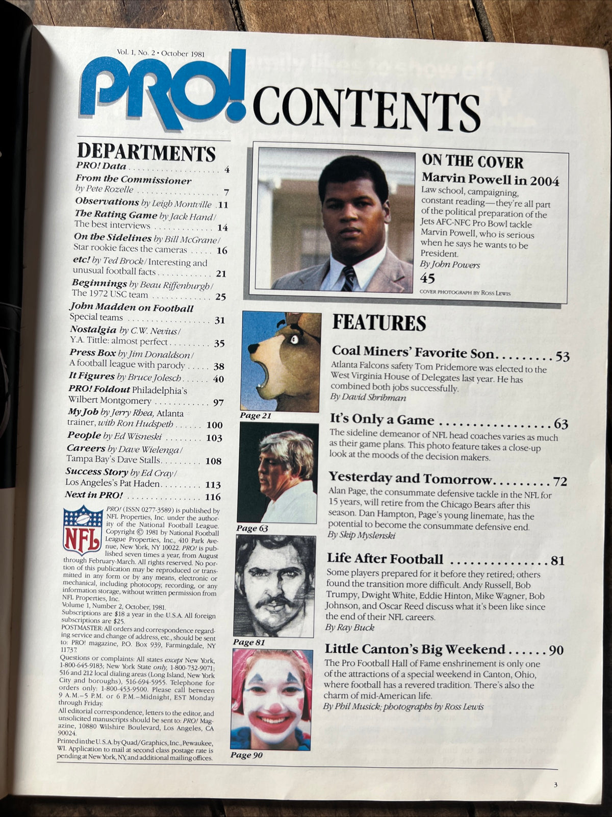 PRO! Magazine - October 1981 ( Volume 1, No. 2) - NFL Jets - Marvin Powell For President