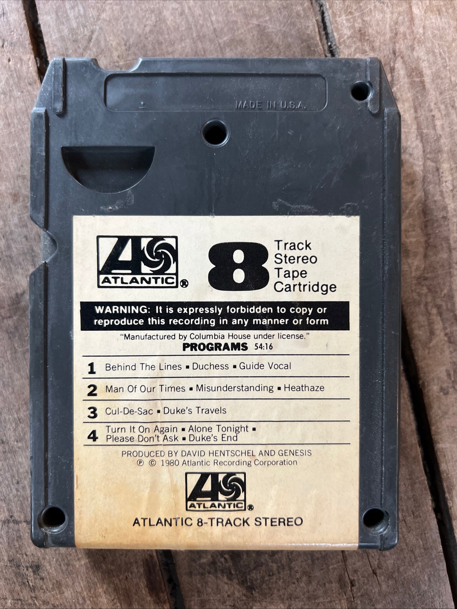 GENESIS - Duke - 1980 Atlantic Records - 8-Track Tape Cartridge