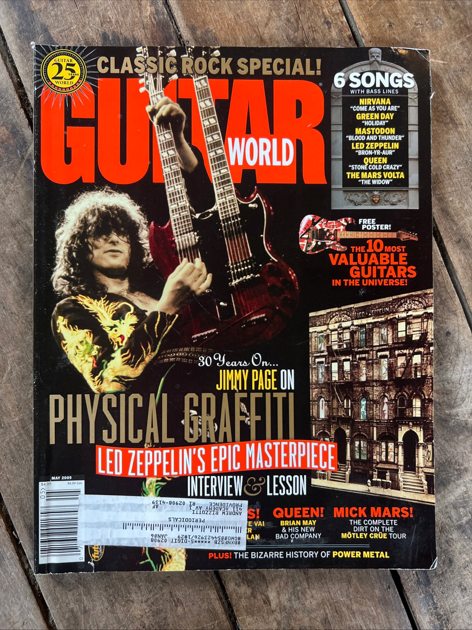 Guitar World Magazine - May 2005 - Led Zeppelin Jimmy Page Cover & Centerfold