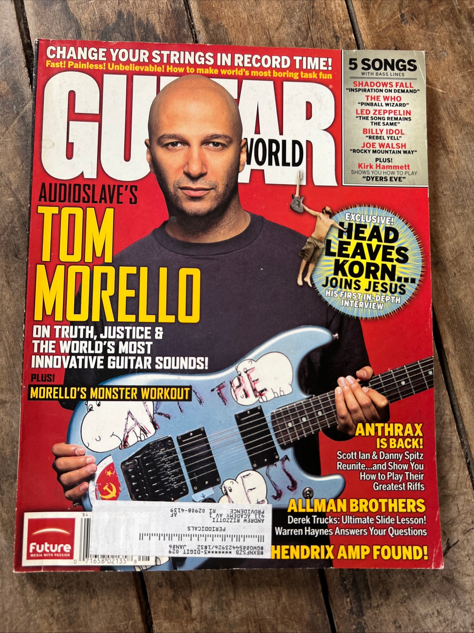 Guitar World Magazine - August 2005 - Audioslave Tom Morello Cover