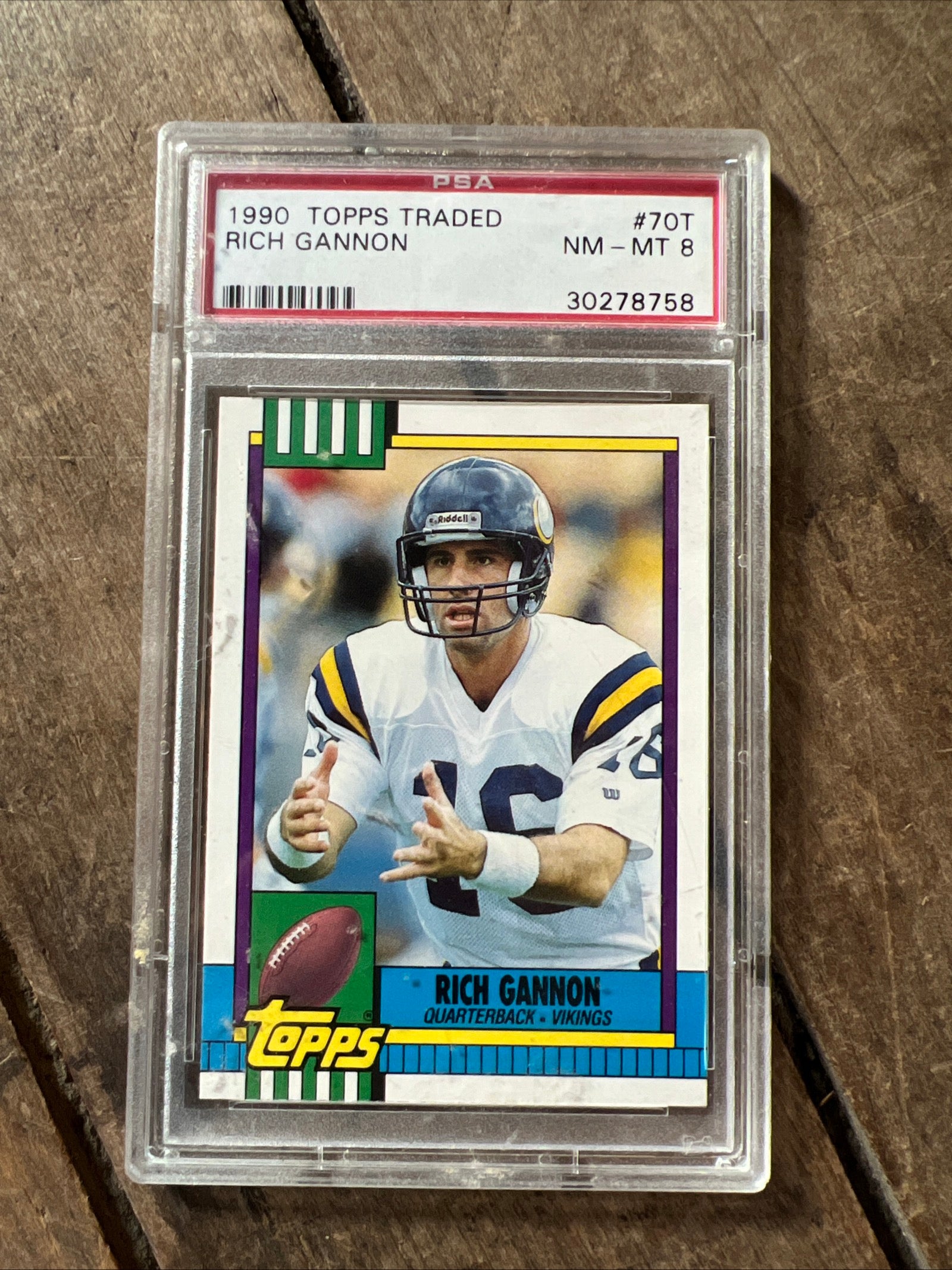 1990 Topps NFL Football Card - Rich Gannon Minnesota Vikings RC- PSA NM-MT 8