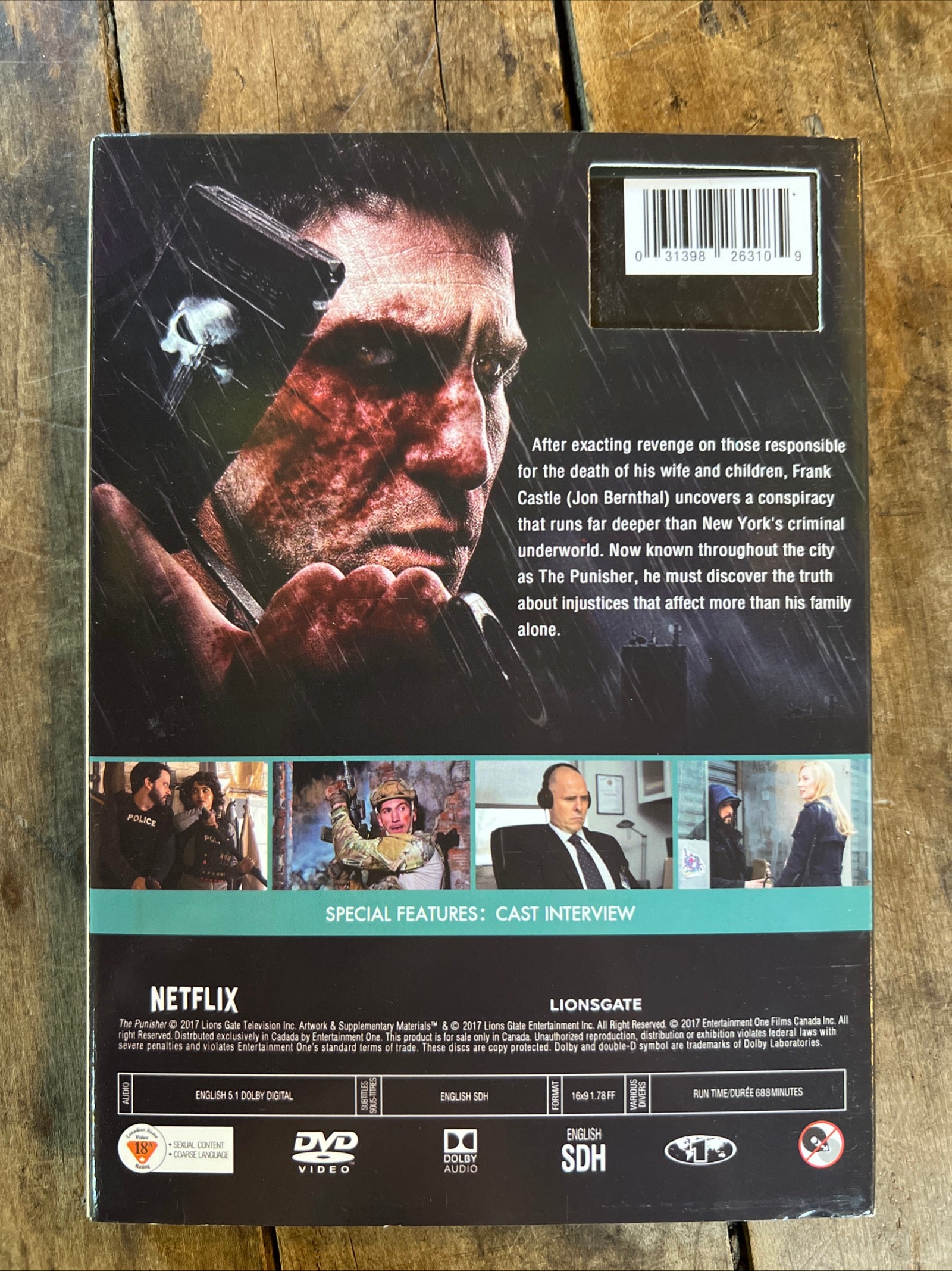 The Punisher ( Netflix Season 1 DVD 2017 ) Crime / Action [NR] Starring Jon Bernthal