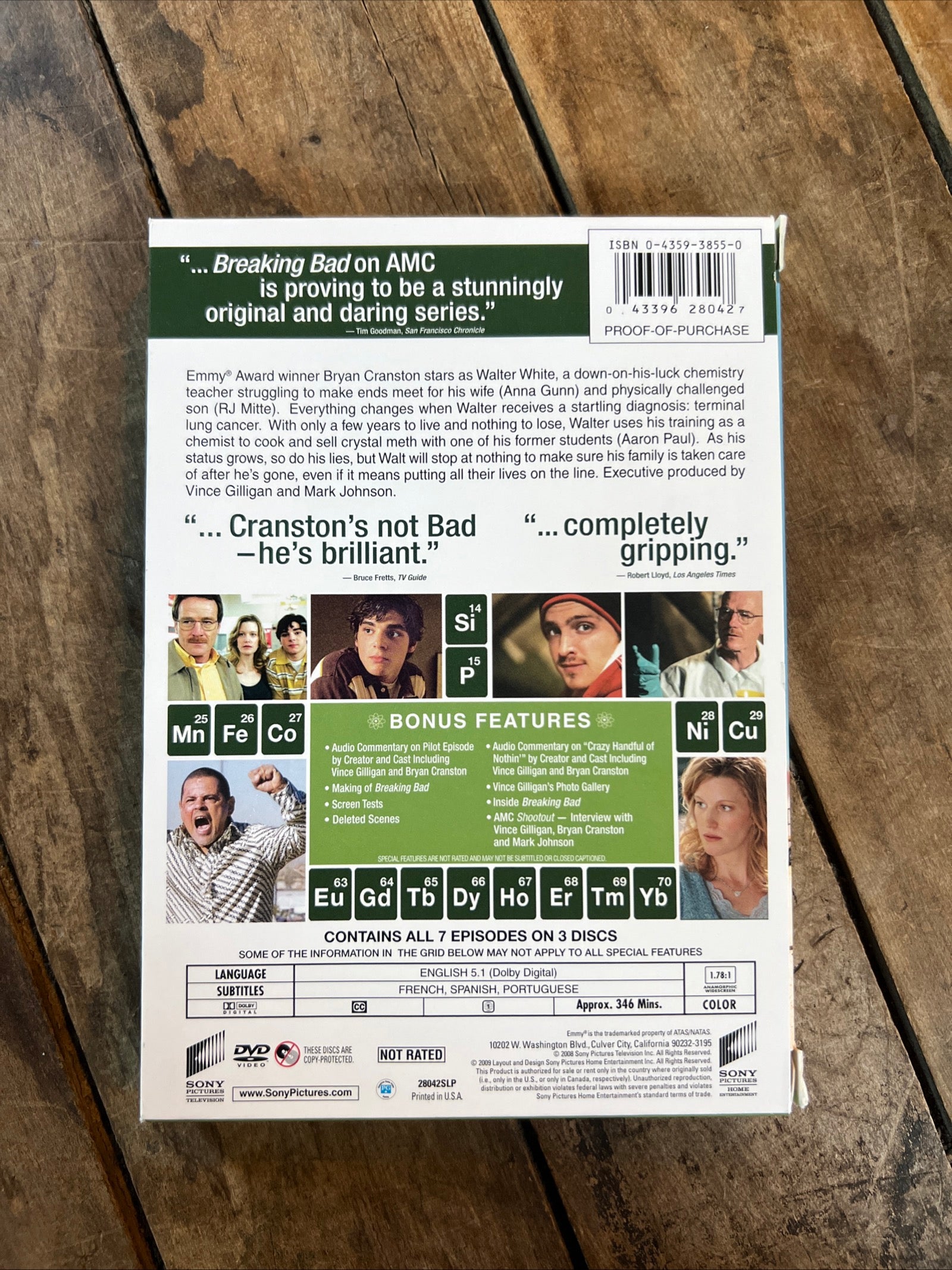 Breaking Bad ( DVD 2008 ) Drama [NR] Complete First Season