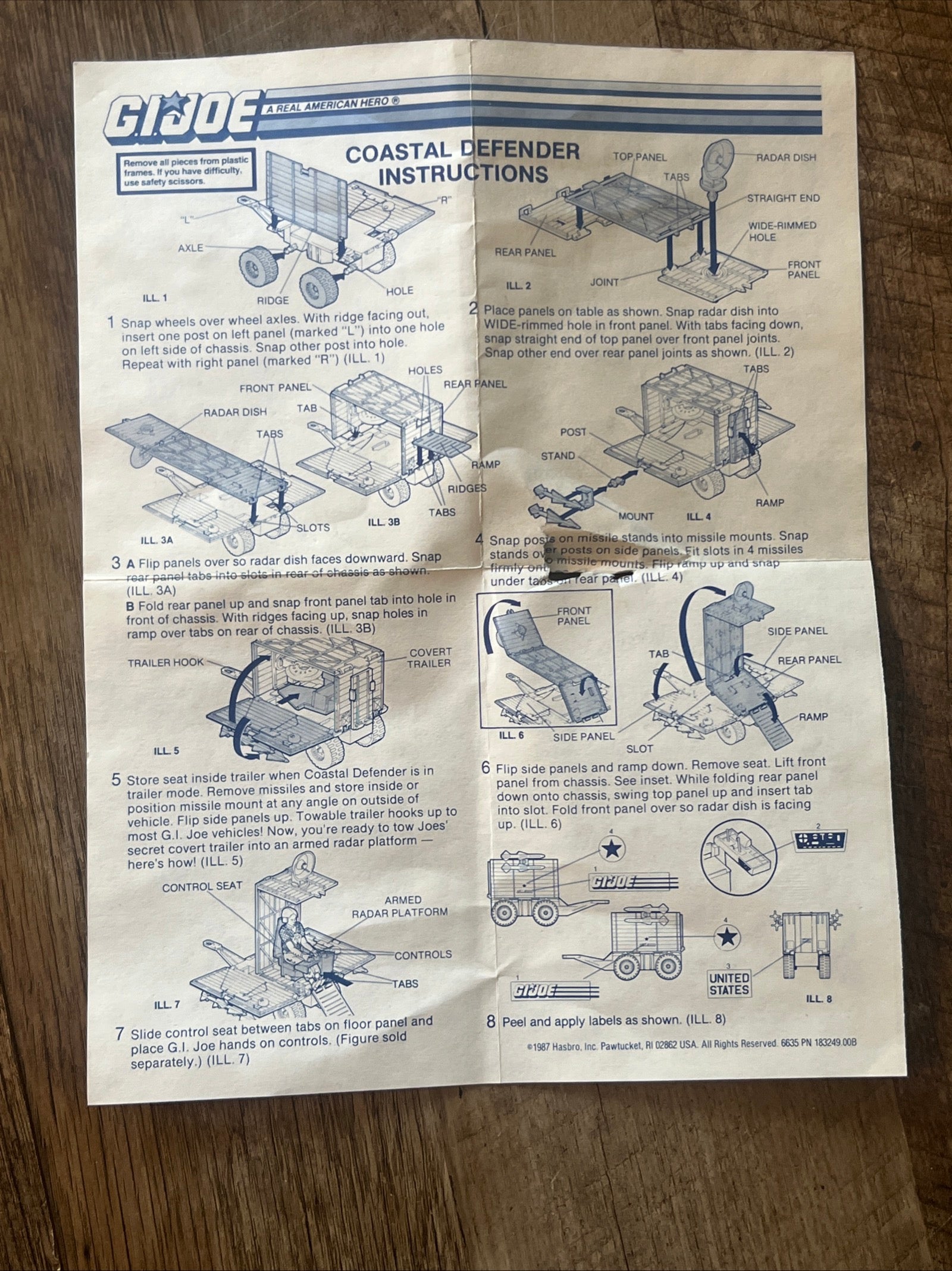 1987 Hasbro GI JOE - Coastal Defender & Original Box and Blueprints