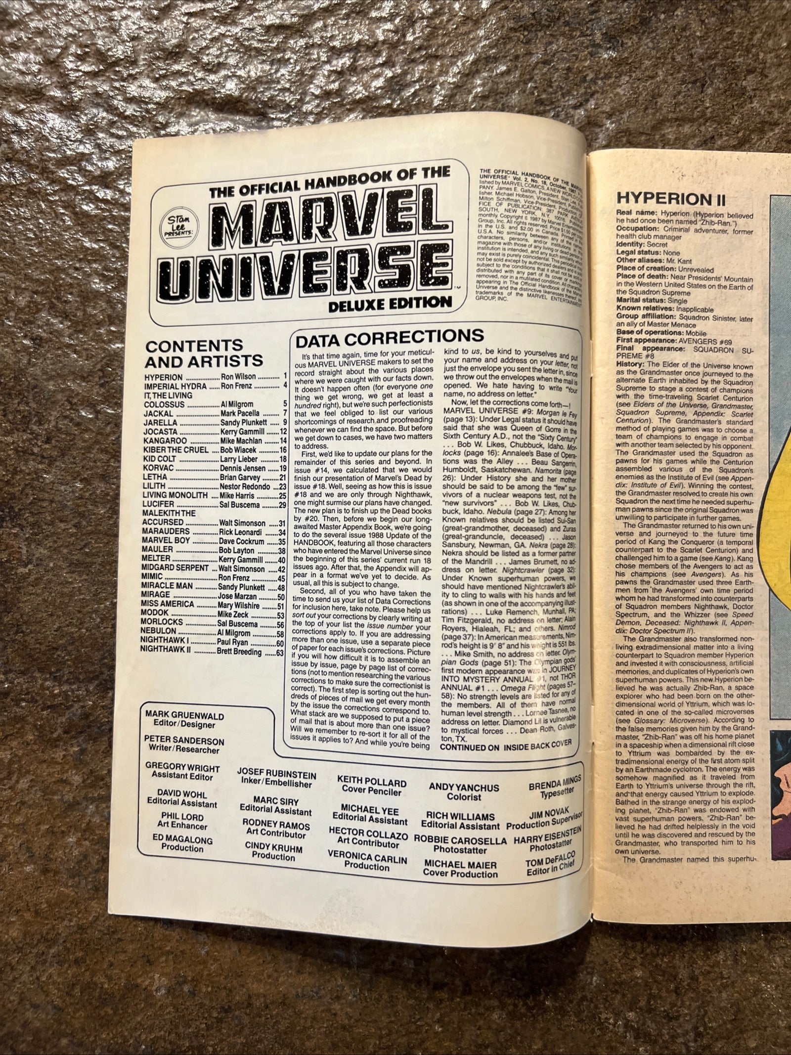 The Official Handbook of the Marvel Universe #18 (1987) Book of The Dead Deluxe Edition