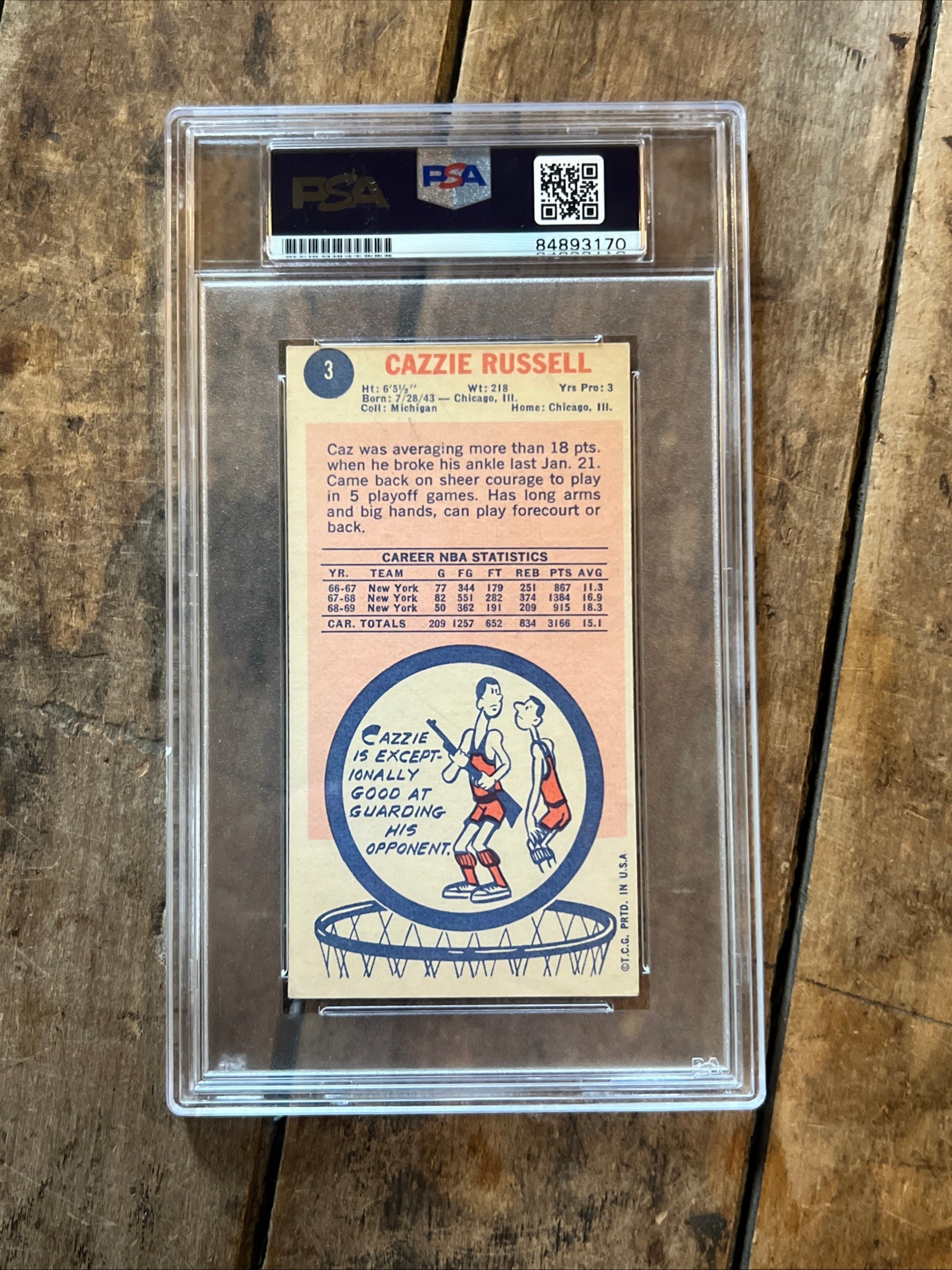 1969-70 Topps Rookie Card - CAZZIE RUSSELL New York Knicks - PSA / DNA Autograph Certified