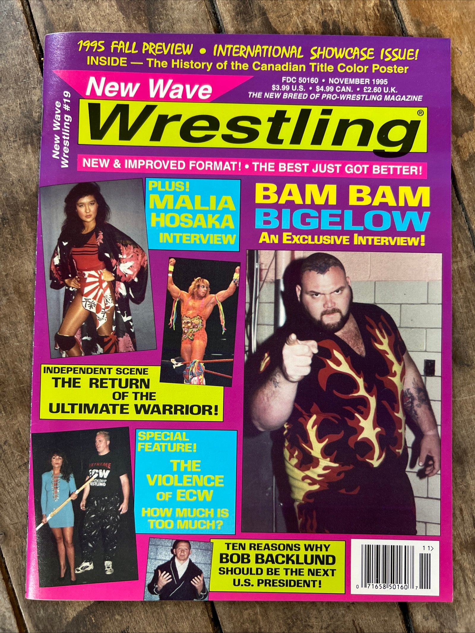 New Wave Wrestling Magazine - November 1995 - Bam Bam Bigelow Cover - WWF WWE