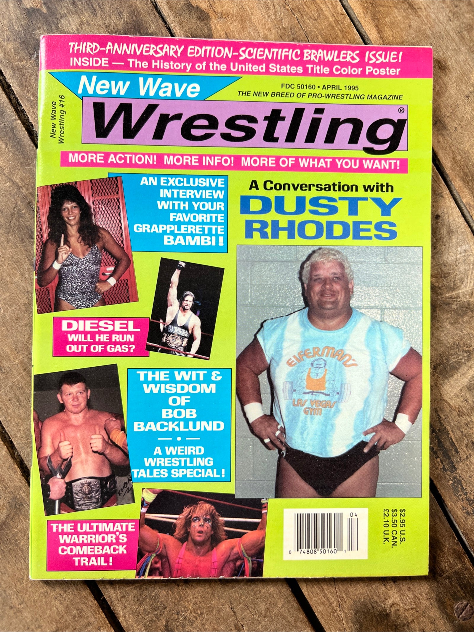 New Wave Wrestling Magazine - April 1995 - Dusty Rhodes Cover - WWF WWE