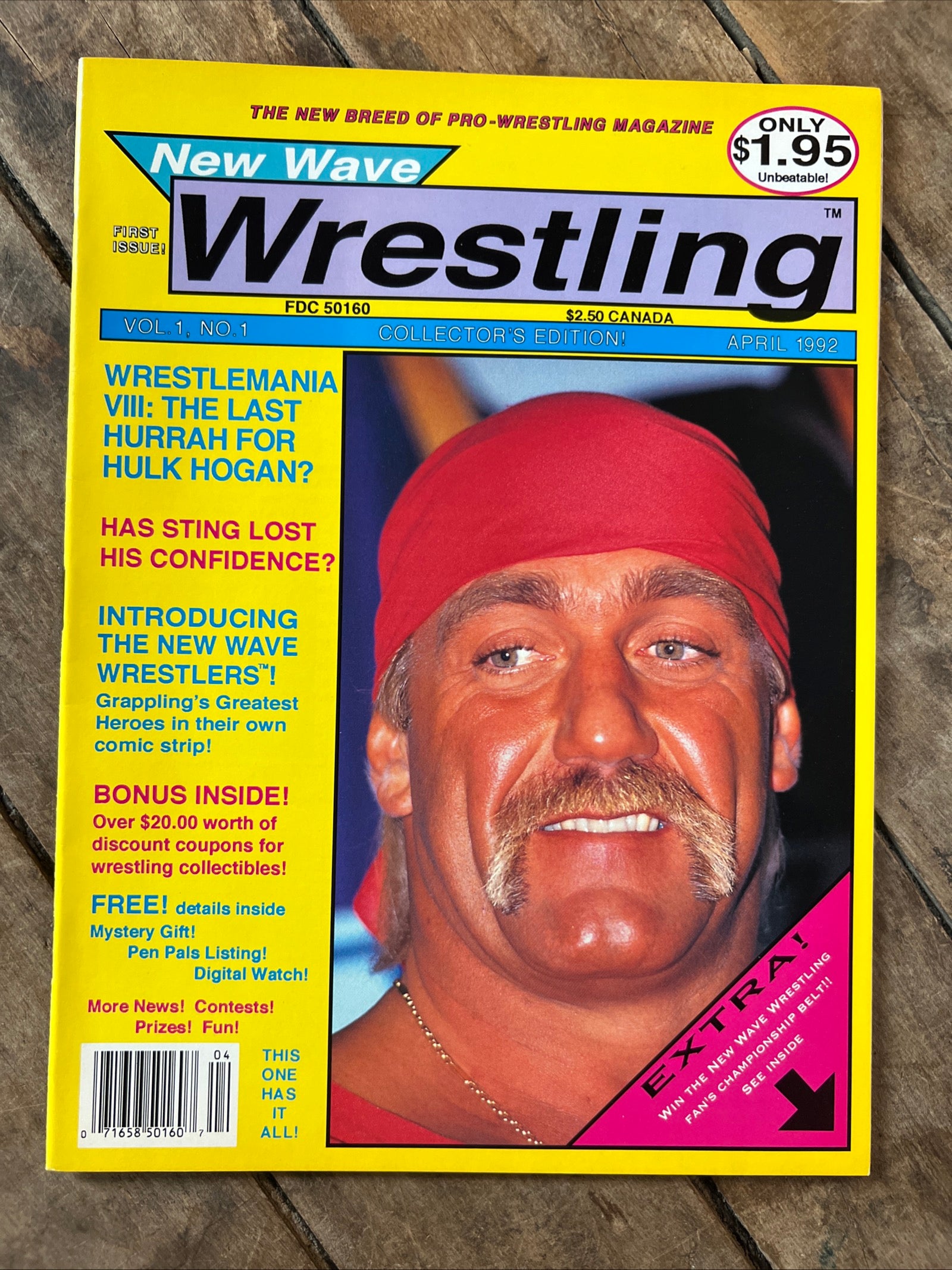 New Wave Wrestling Magazine - 1st issue April 1992 - Hulk Hogan Cover & Wrestlemania VIII - WWF WWE